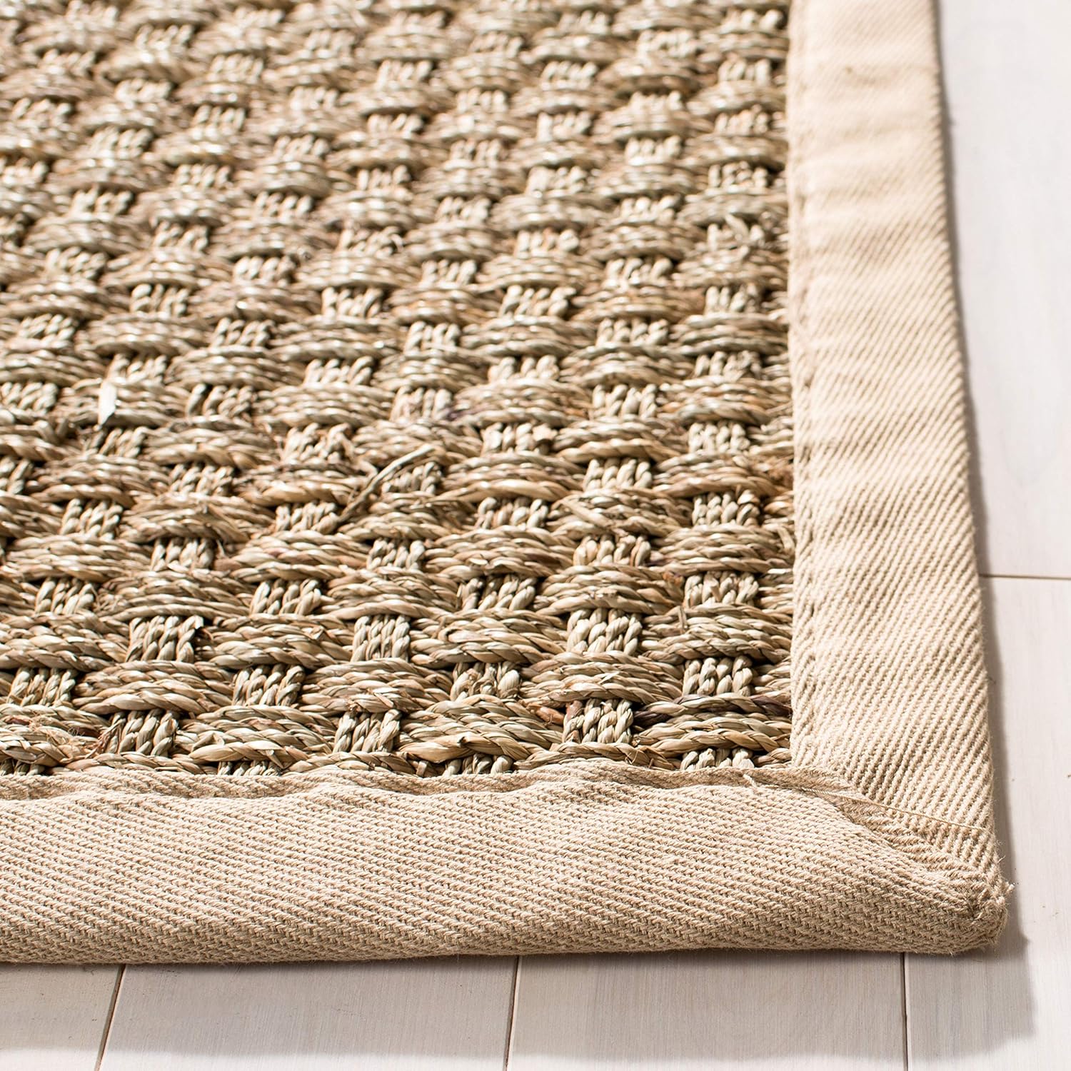 Safavieh NF114A Natural Fiber Collection – Alfombra de fibras naturales de patrón trenzado, varios colores (5 x 8 pies), Fibras naturales, beige,