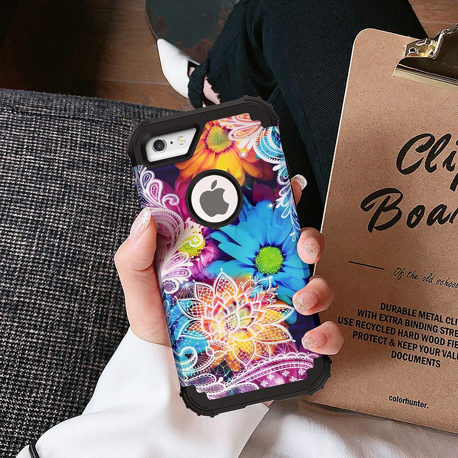 IDweel Funda para iPhone 6S, iPhone 6 con protector de pantalla de vidrio templado, 3 en 1, resistente absorción de golpes, cubierta de