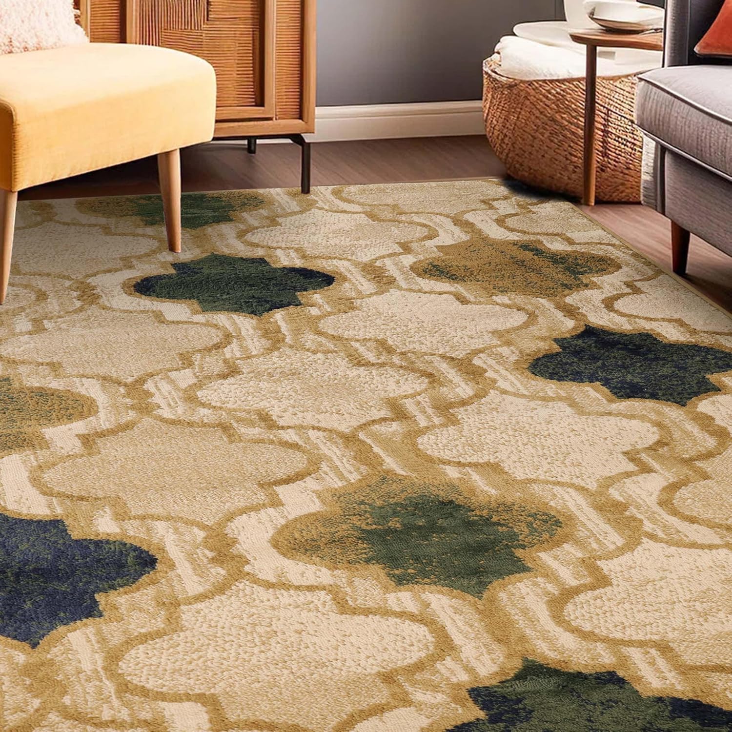 SUPERIOR – Alfombra de área grande para interiores, con respaldo de yute, perfecta para suelos de madera dura, diseño de entramado Viking, 8 x