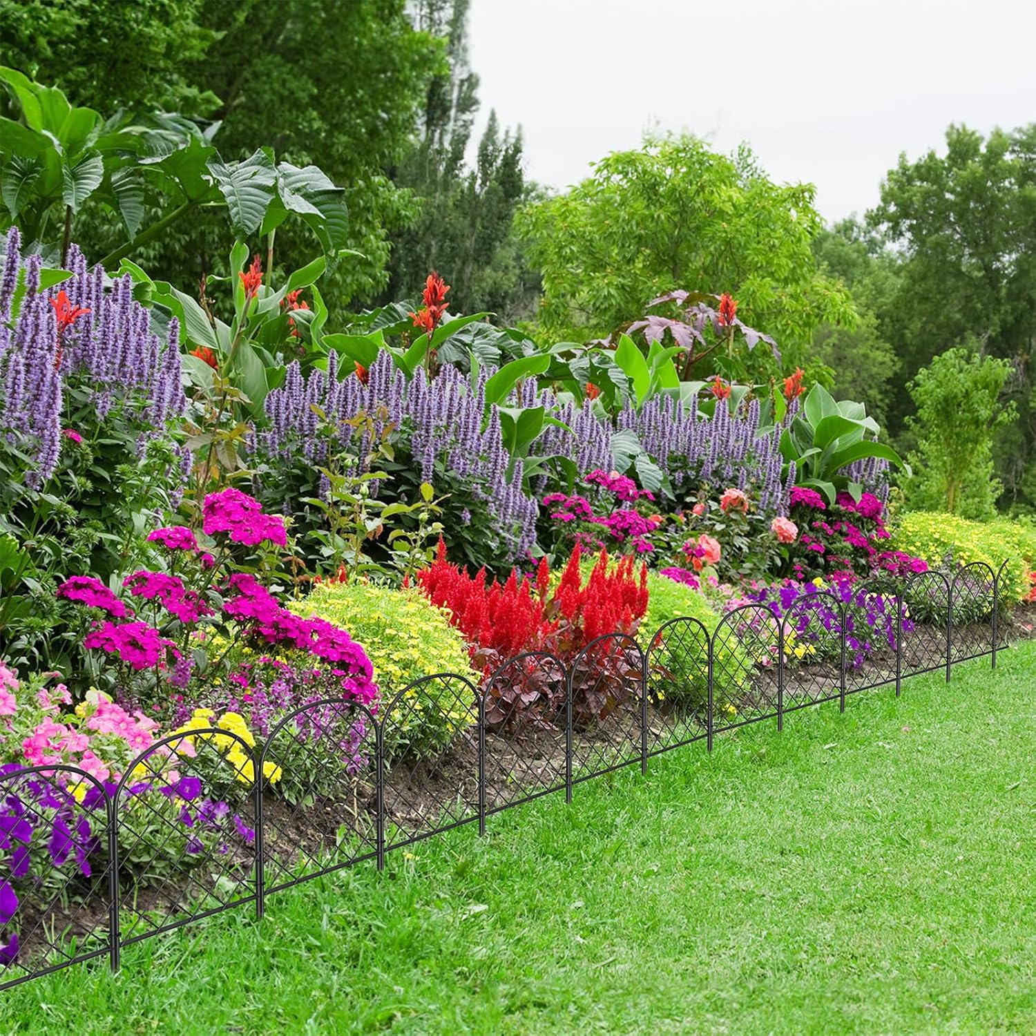 ABQ Valla decorativa para jardín, paquete de 10 unidades, 10.83 pies de largo x 17 pulgadas de alto, valla de barrera de animales para perro, borde