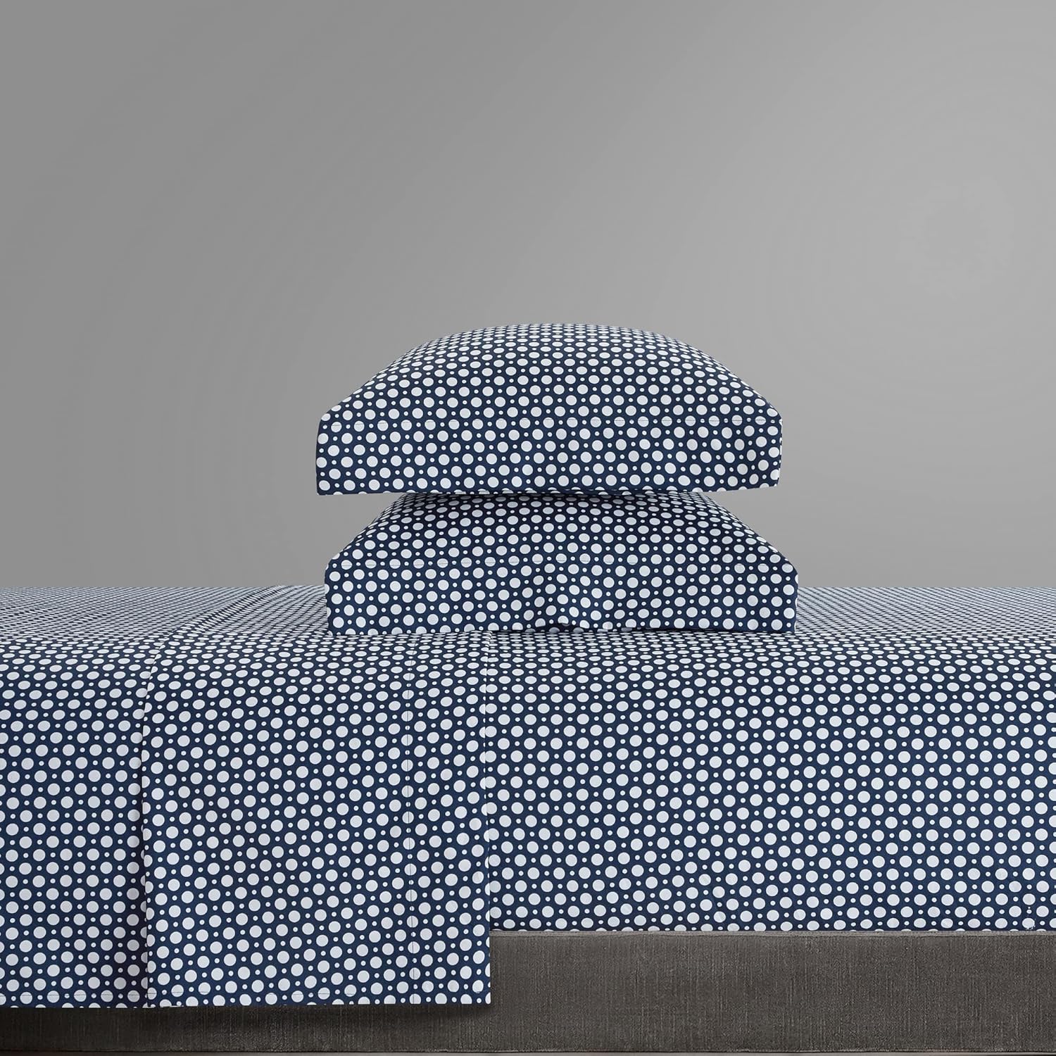 New York & Company Rylie – Juego de sábanas de 3 piezas con diseño geométrico de lunares, incluye 1 encimera, 1 sábana bajera y 1 funda de almohada,