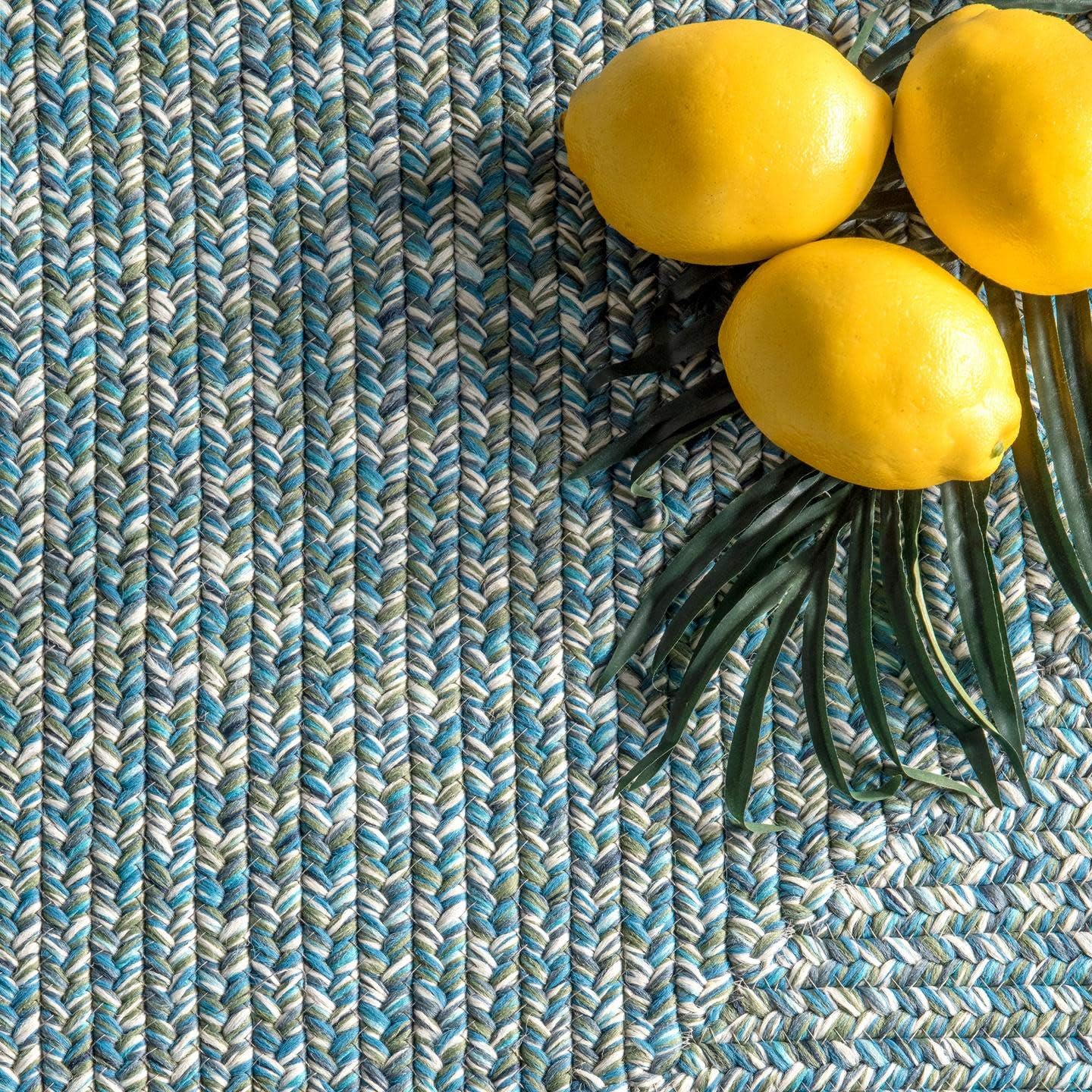 nuLOOM Wynn – Alfombra de área trenzada para interiores y exteriores, 4pies x 6pies, aguamarina