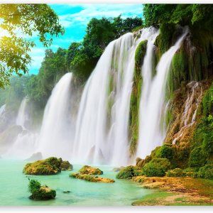 artgeist Mural de pared Cascada Tropical de 135 x 106 pulgadas, papel tapiz autoadhesivo removible de gran tamaño para decoración de pared, diseño artgeist Mural de pared Cascada Tropical de 135 x 106 pulgadas, papel tapiz autoadhesivo removible de gran tamaño para decoración de pared, diseño