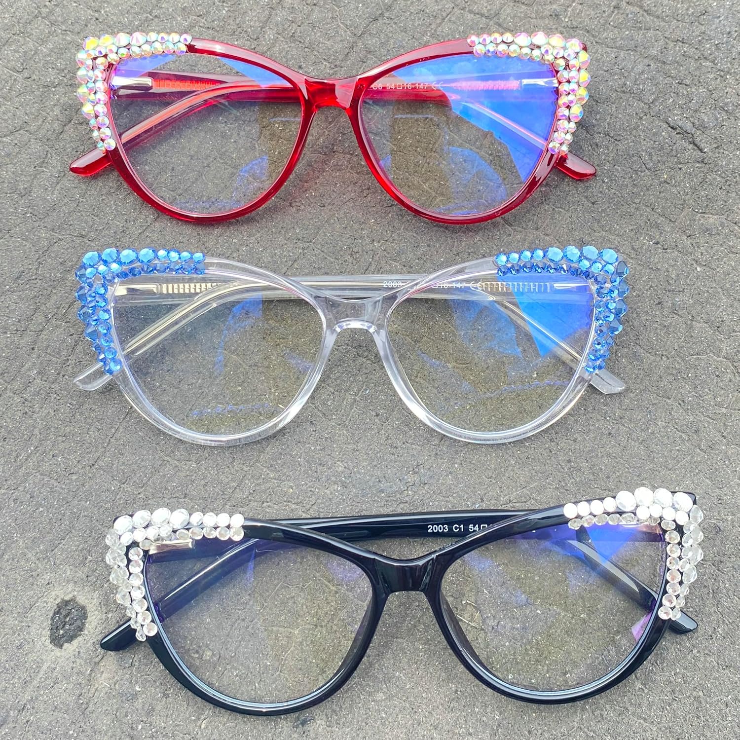 mincl Gafas de lectura bifocales con montura de cristal brillante con diamantes de imitación para mujer, lentes de sol fotocromáticos de transición