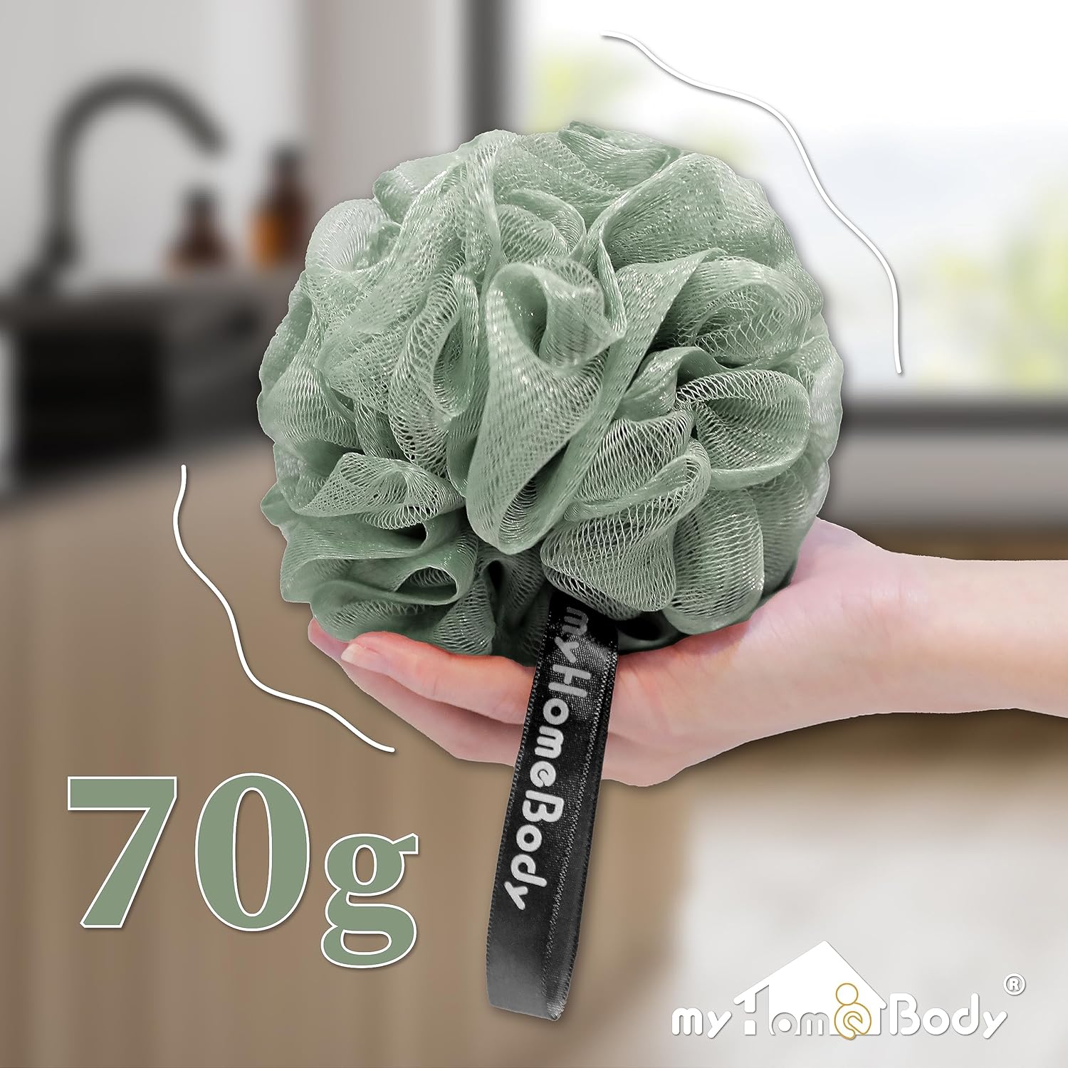 myHomeBody Esponja grande de esponja de lufa de 2.47 onzas, exfoliante corporal, esponja de baño, esponja para mujeres, hombres, puf de ducha con