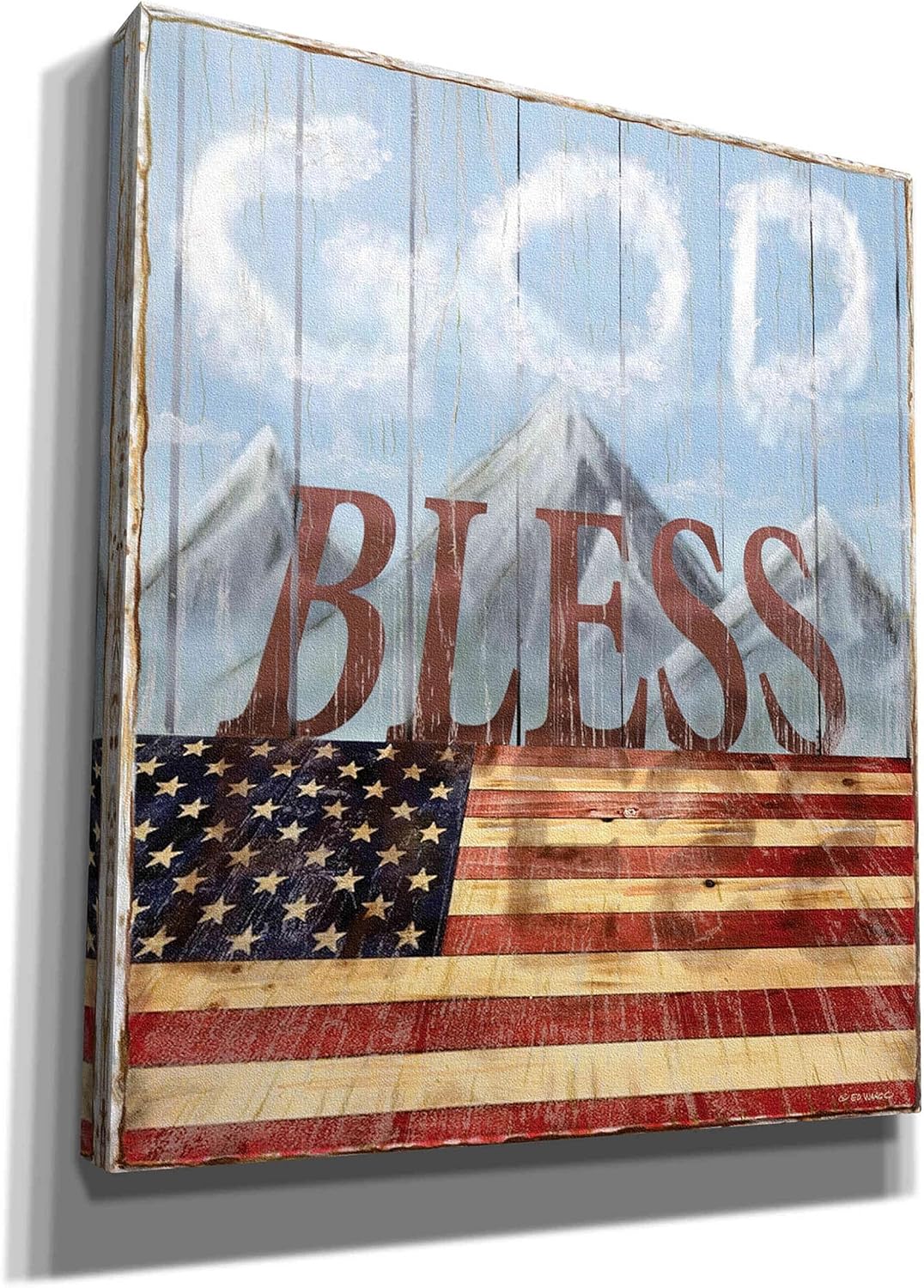 Epic Graffiti ‘God Bless America’ by Ed Wargo, Giclee Canvas Wall Art, 26″x30″