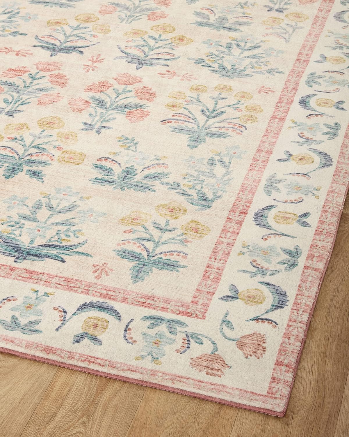 Rifle Paper Co. x Loloi Eden Collection EDE-01 – Alfombra de área para rubor de 5 pies a 0 pulgadas x 7 pies 6 pulgadas
