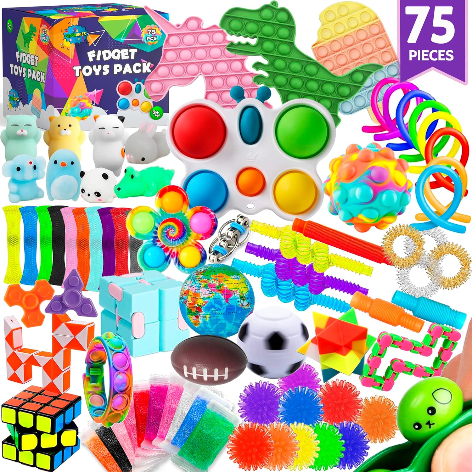 Paquete de 75 juguetes para ansiedad para niños, rellenos de piñata, recuerdos de fiesta, premios para aliviar el estrés en el aula, recompensas de