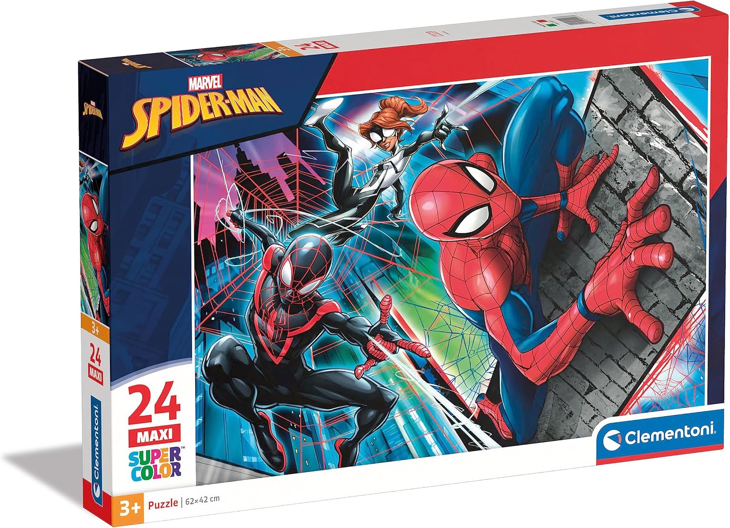 Clementoni 24497 Clementoni-24497-Supercolor Puzzle-Spiderman-24 piezas maxi, multicolor