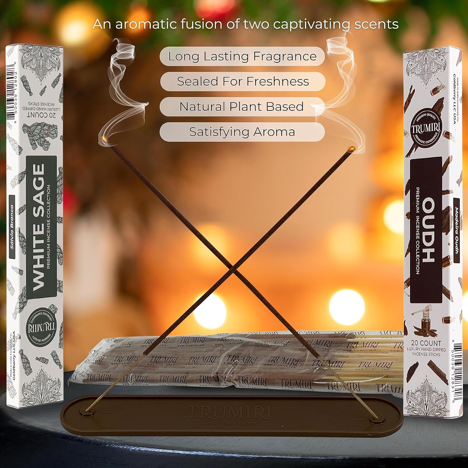 Trumiri Varillas de incienso  Paquete combinado de 40 varillas de incienso  20 salvia blanca + 20 Oud  Insenses  Insents  Incents  Incienso