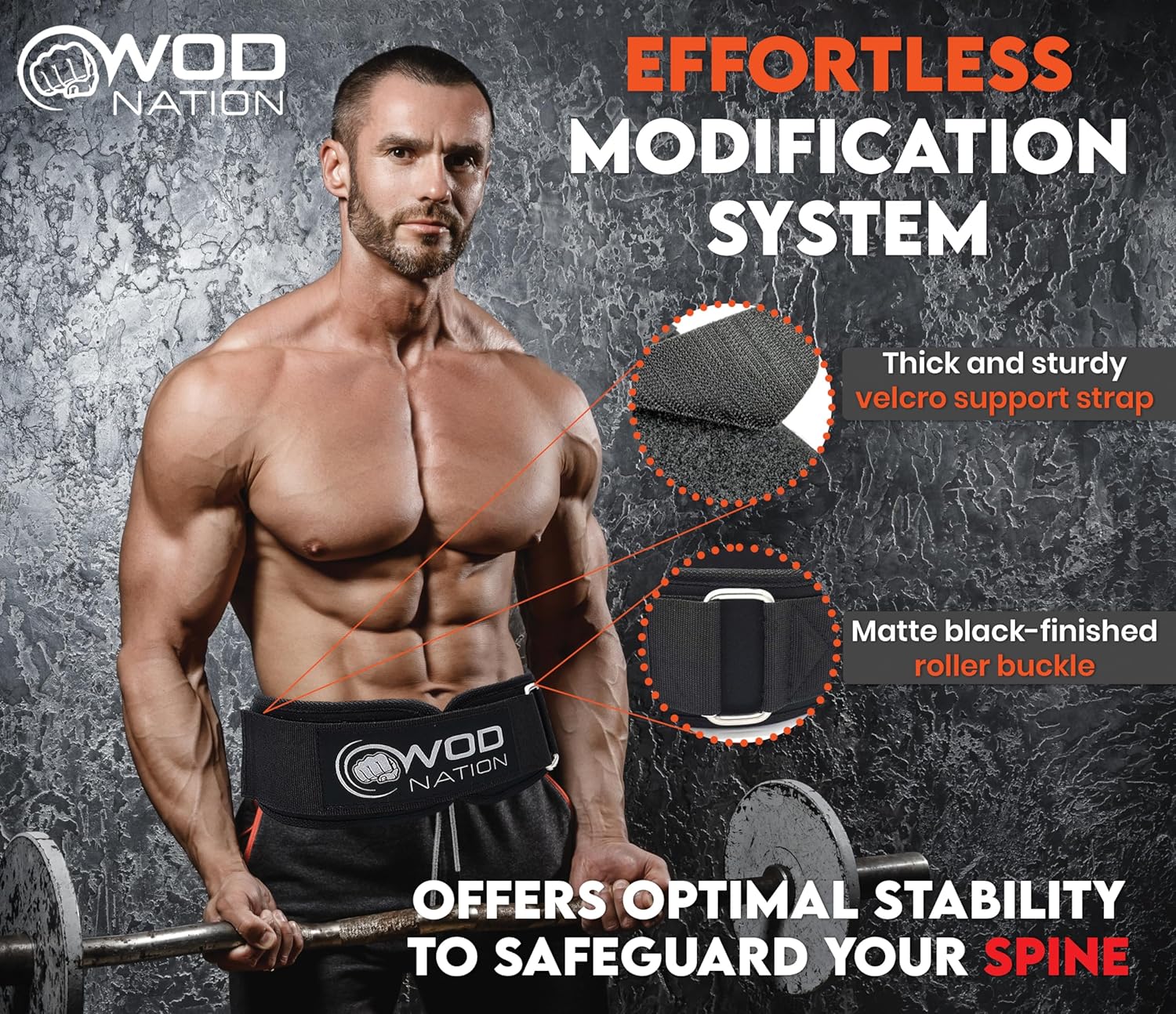 WOD Nation Cinturón de levantamiento de pesas PRO de 4 pulgadas para hombres y mujeres (varios tamaños), cinturón de peso de nailon de soporte firme