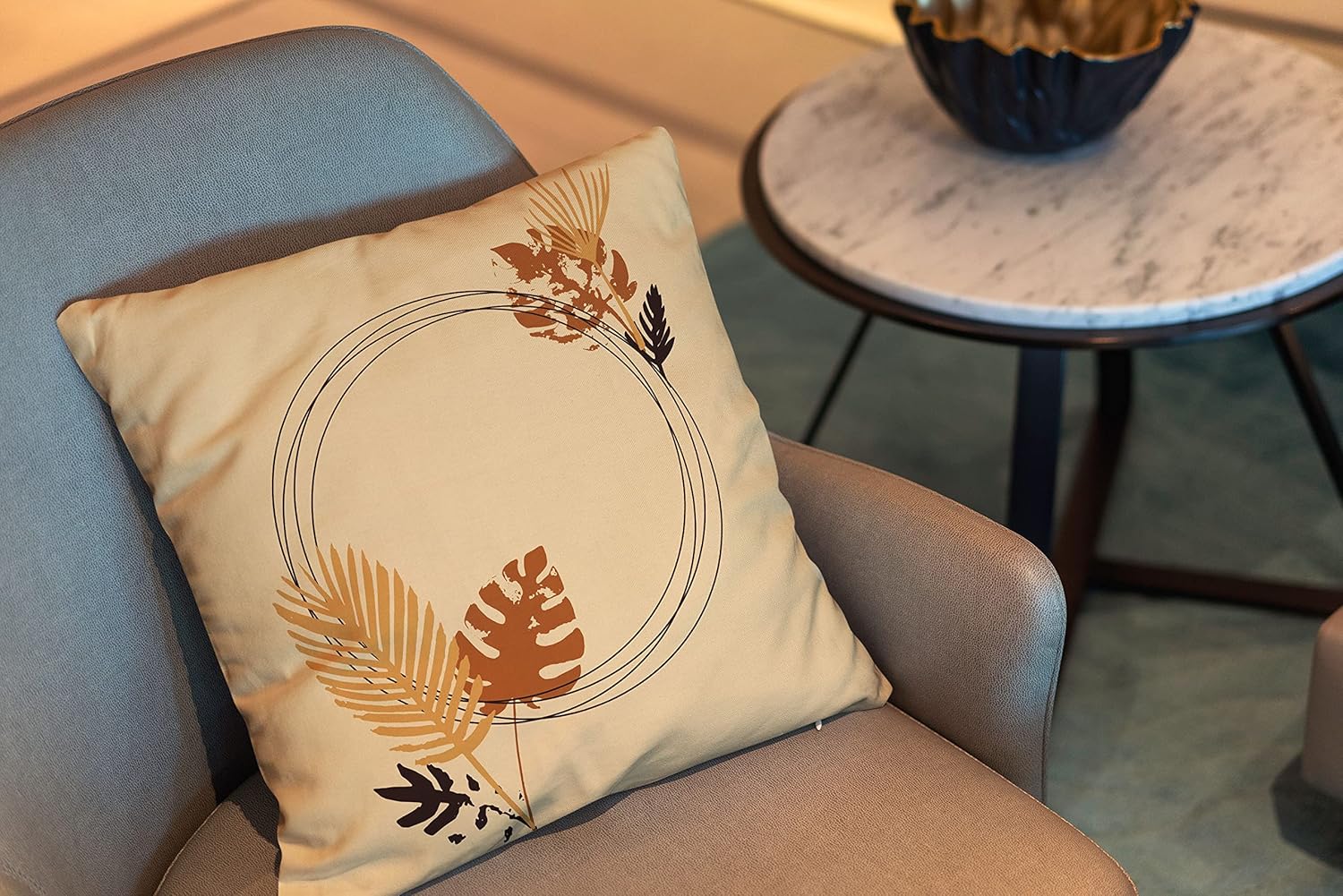 Ysahome Funda de almohada con estampado digital de hojas tropicales, funda de cojín con patrones geométricos, funda de almohada exótica de hoja de