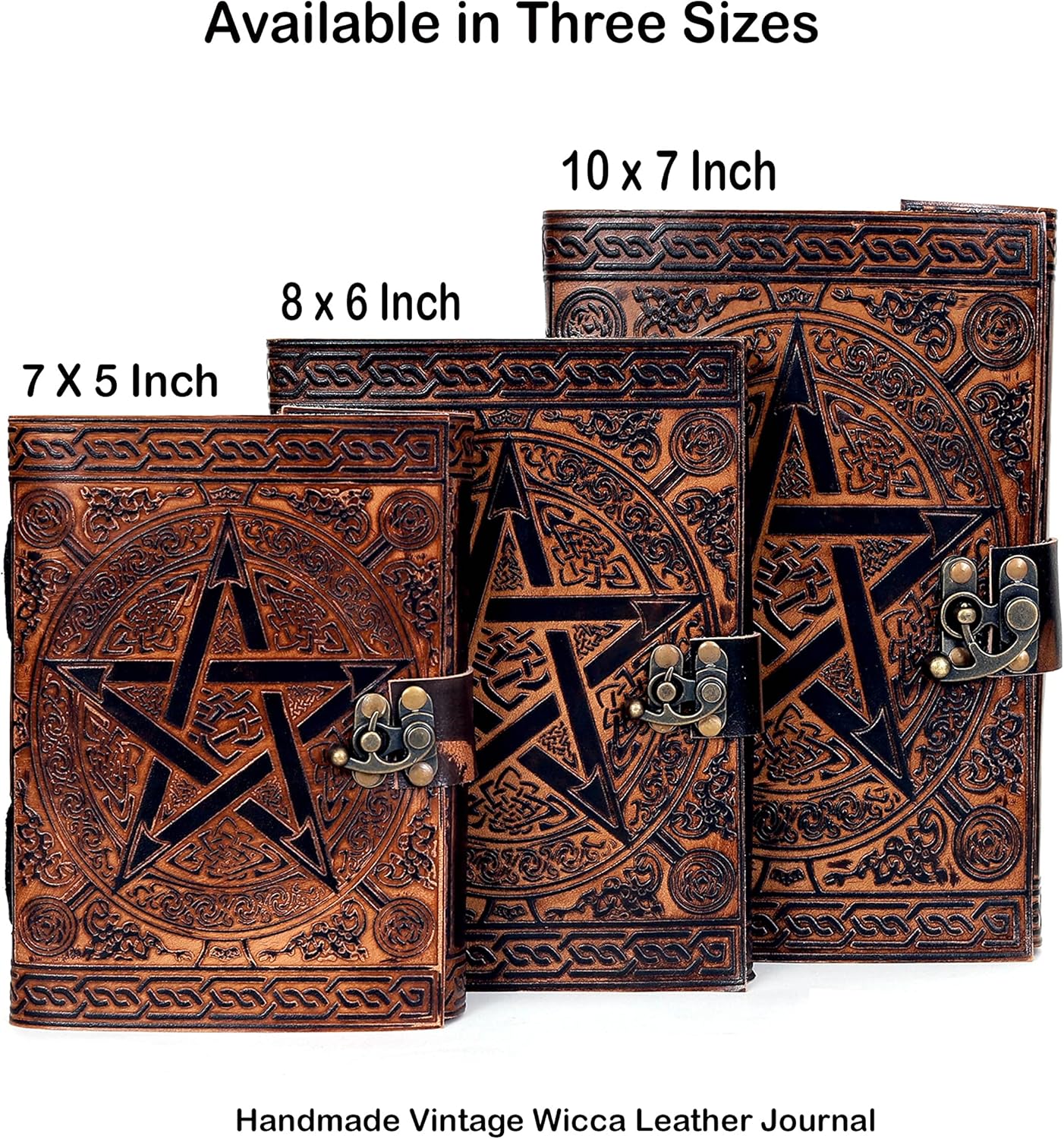 Diario vintage, diario de cuero, diario Wicca, diario Wiccan, 200 papel de borde de cubierta hecho a mano, cuaderno de cuero, cuaderno de bocetos de