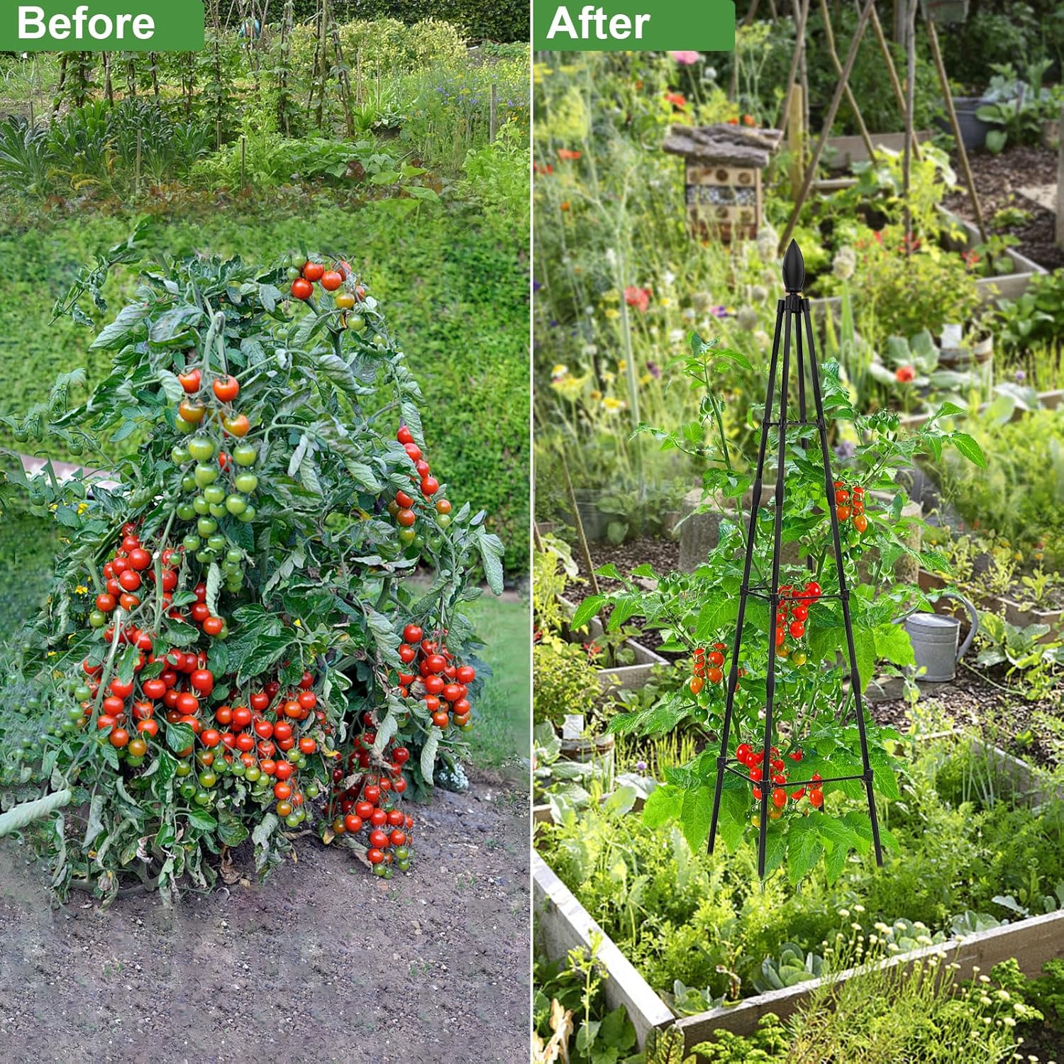 Enrejado de obelisco de jardín para plantas trepadoras, enrejado de jardín de 4 pies, enrejado de metal de obelisco de jardín, jaula de tomate