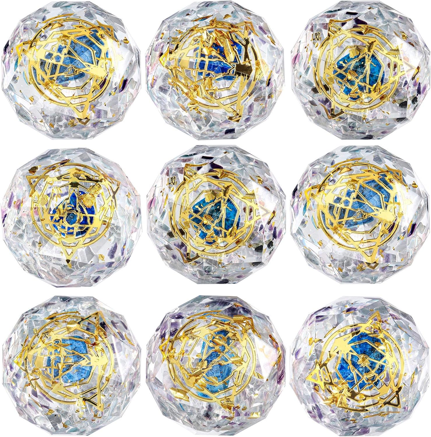 Juego de 2 estrellas de David símbolo orgono fluorita decoración de piedra de cristal facetado generador de energía para meditación Reiki curación