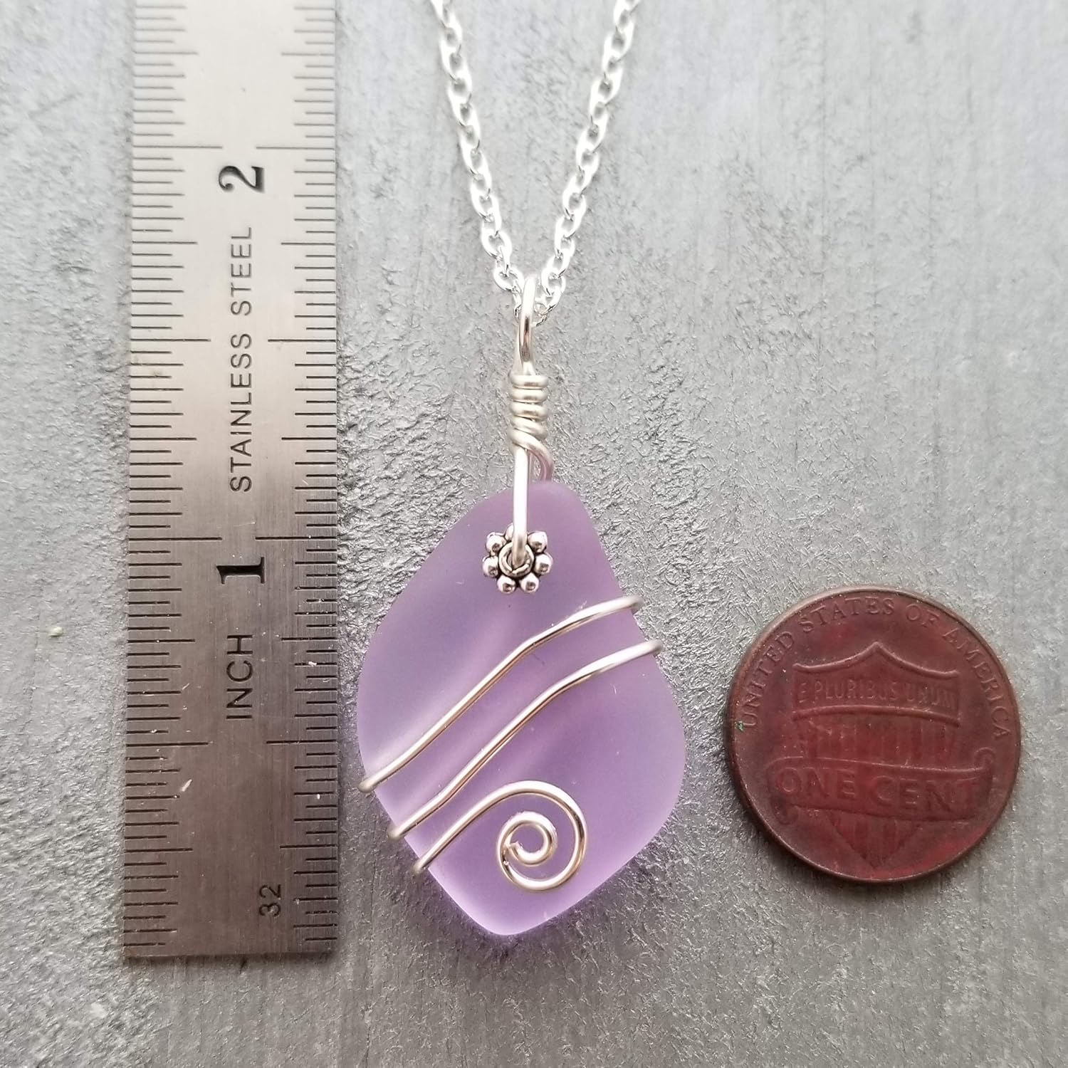 Yinahawaii Handmade Sea Glass Necklace, Hawaiian Jewelry for Women, Wire “Magical Color Changing” Purple Necklace, Sea Glass Jewelry For Women,