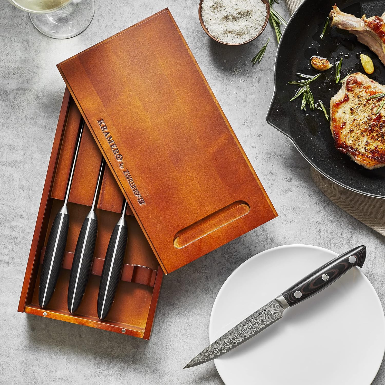 ZWILLING KRAMER – Juego de cuchillos para carne, 4 piezas, colección EUROLINE Stainless Damascus