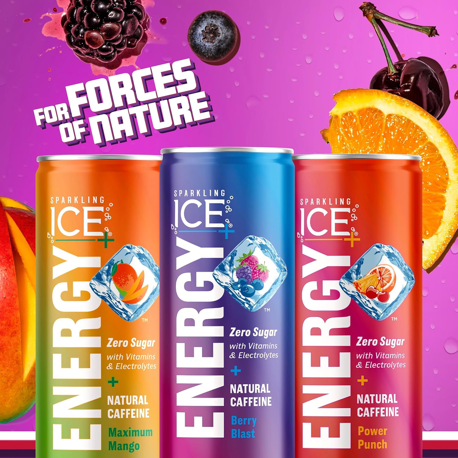 Sparkling Ice +ENERGY – Agua con gas Berry Blast. Bebidas energéticas con vitaminas y electrolitos, cero azúcar, latas de 12 onzas líquidas (paquete
