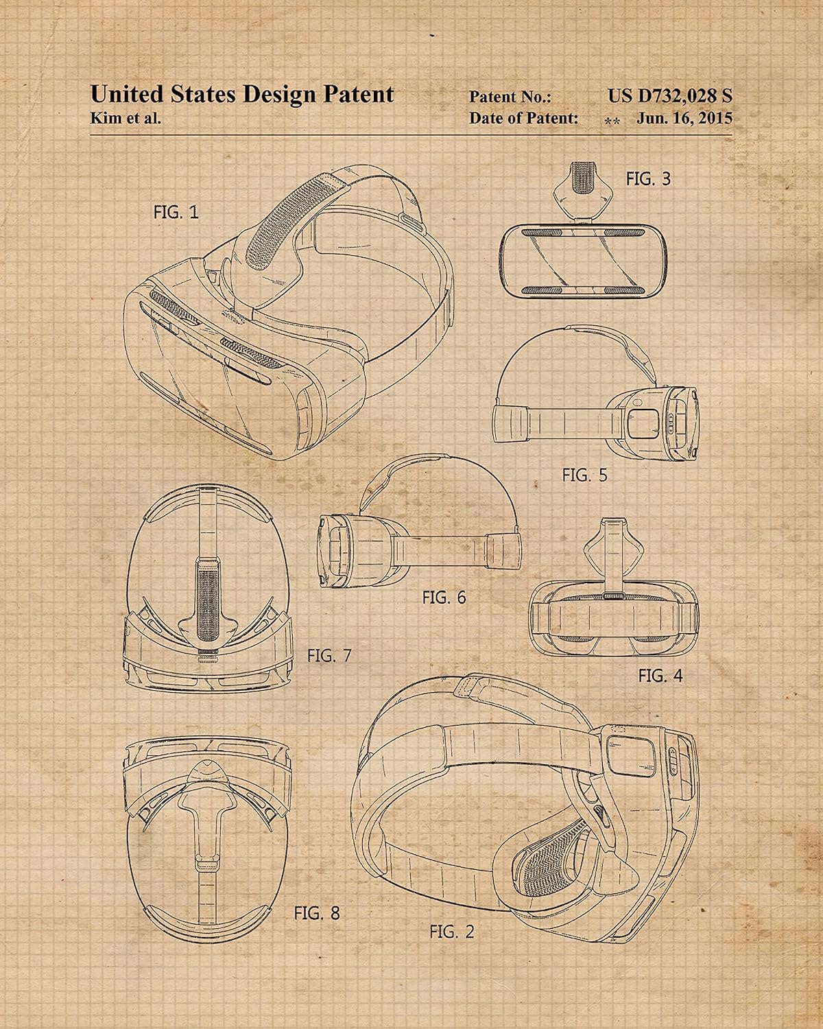 Classic VR Goggles Headset Patent Prints, 4 (8×10) Unframed Photos, Wall Art Decor Gifts for Home Technology Office Gears Garage Software Engineer