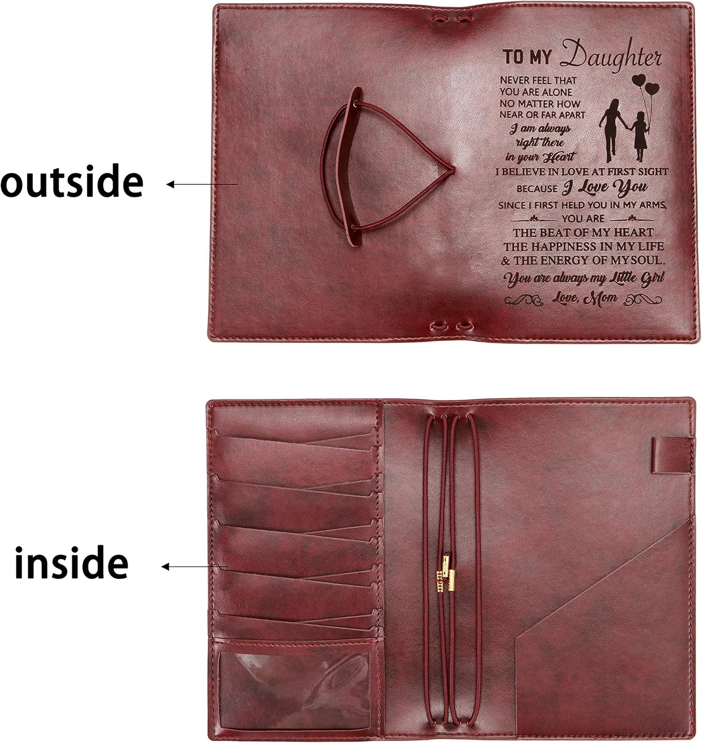 Diario para hija de parte de mamá, de piel, con forro para libreta inspiradora, diario personalizado, ideas de regalo para hija, regalo de regreso a
