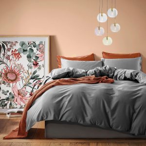 Eikei Juego de funda de edredón de lujo de color liso, algodón egipcio de 400 hilos, tejido de satén de fibra larga, transpirable, sedoso, suave, Eikei Juego de funda de edredón de lujo de color liso, algodón egipcio de 400 hilos, tejido de satén de fibra larga, transpirable, sedoso, suave,