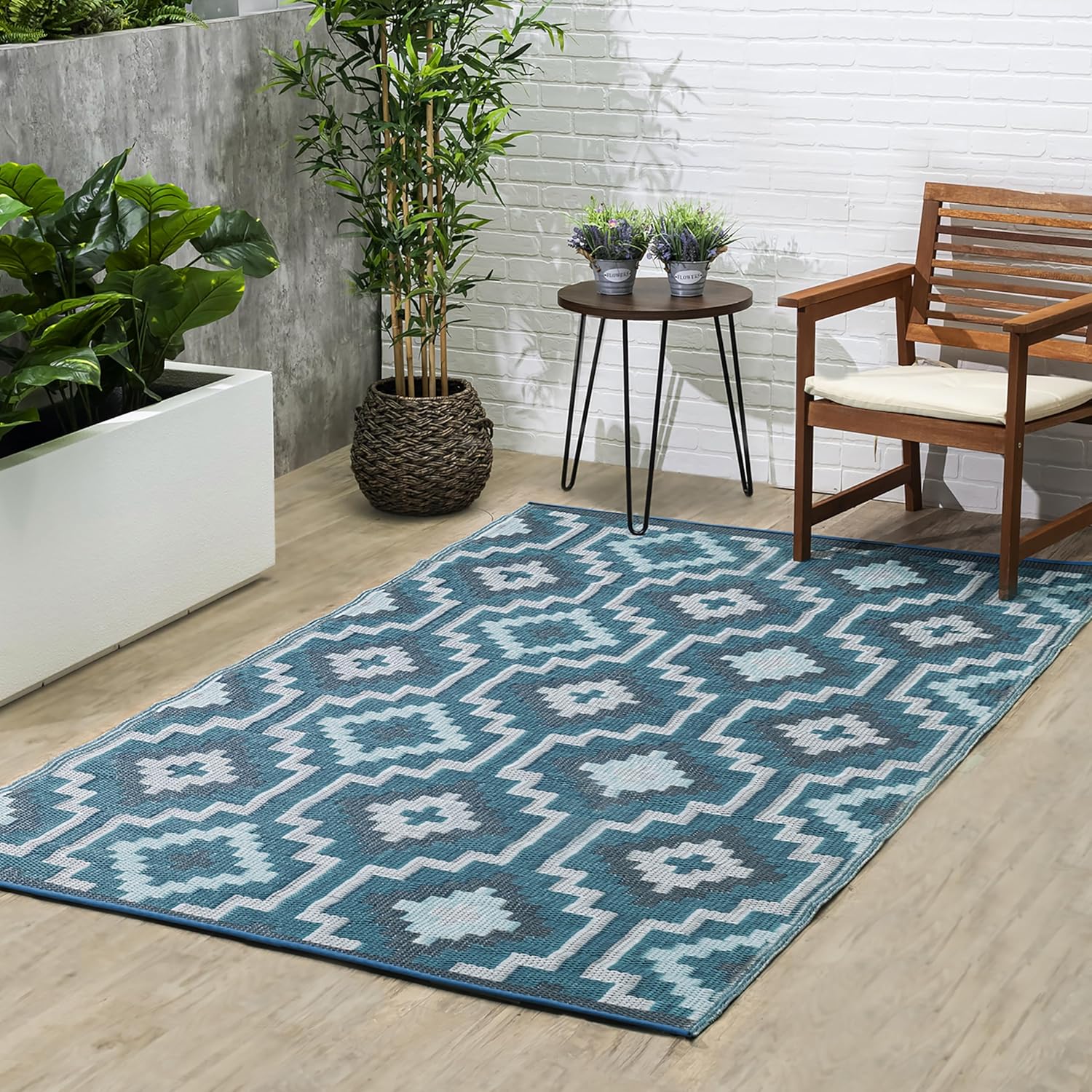 Fab Habitat Alfombra para exteriores, impermeable, resistente a la decoloración, sin arrugas, plástico reciclado de alta calidad, estilo bohemio