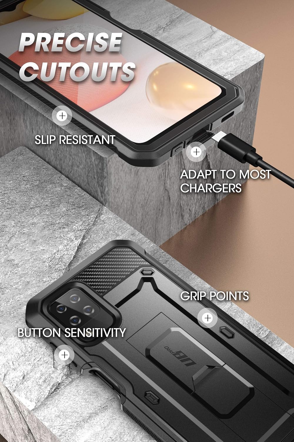 SUPCASE Unicorn Beetle Pro Series – Funda para Samsung Galaxy A12 (versión 2020), funda resistente de cuerpo completo con protector de pantalla