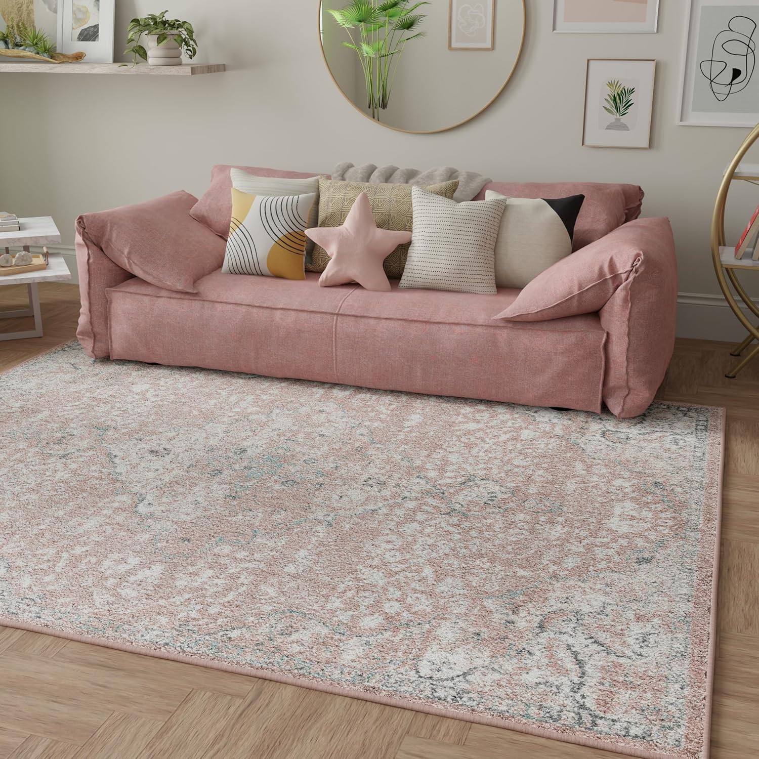 Rugs America Tapete de transición Hailey Collection, diseño vintage. Ideal para salas de estar, comedores, dormitorios y más.