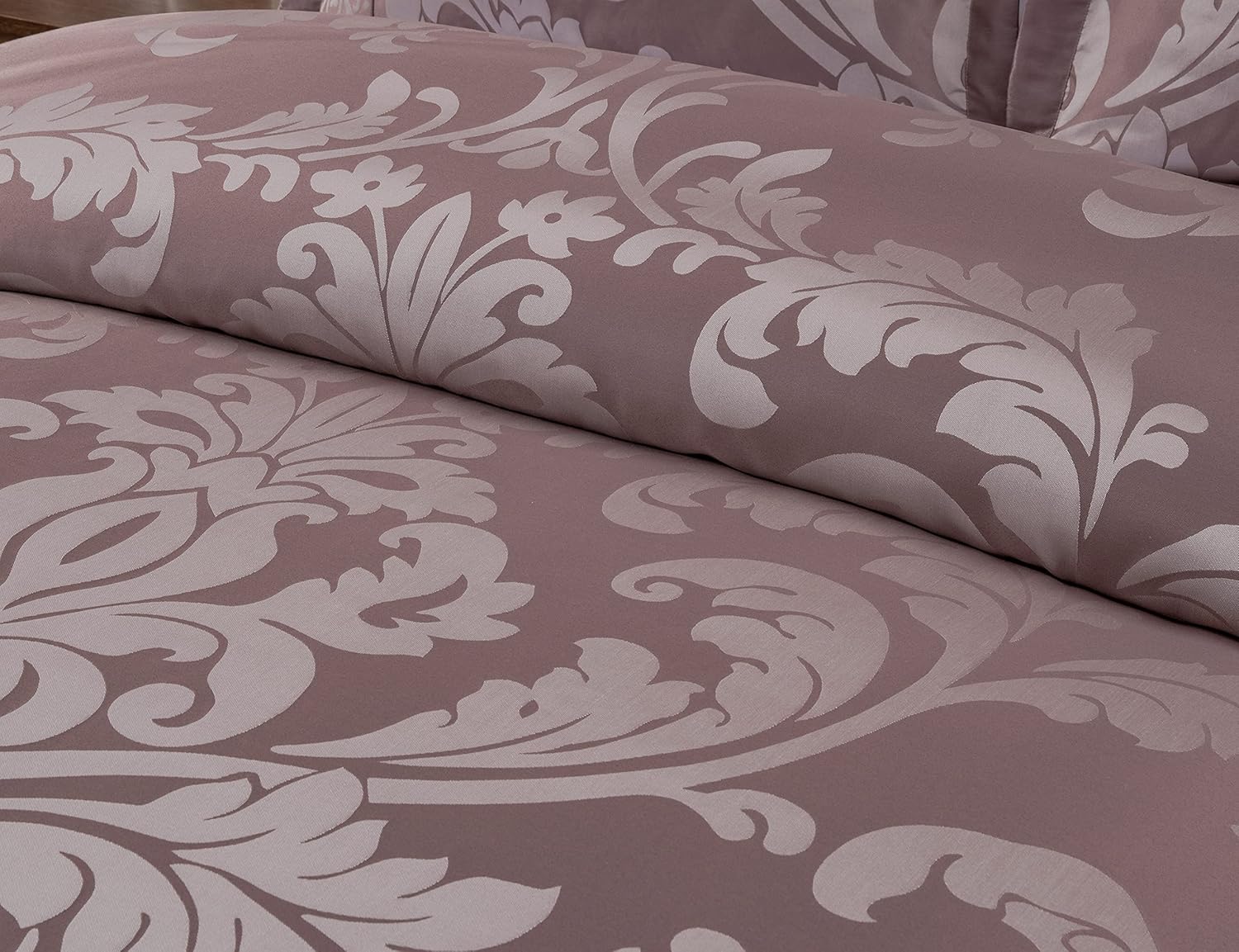 Chezmoi Collection Juego de edredón floral jacquard de 7 piezas (King, Woodrosegris)