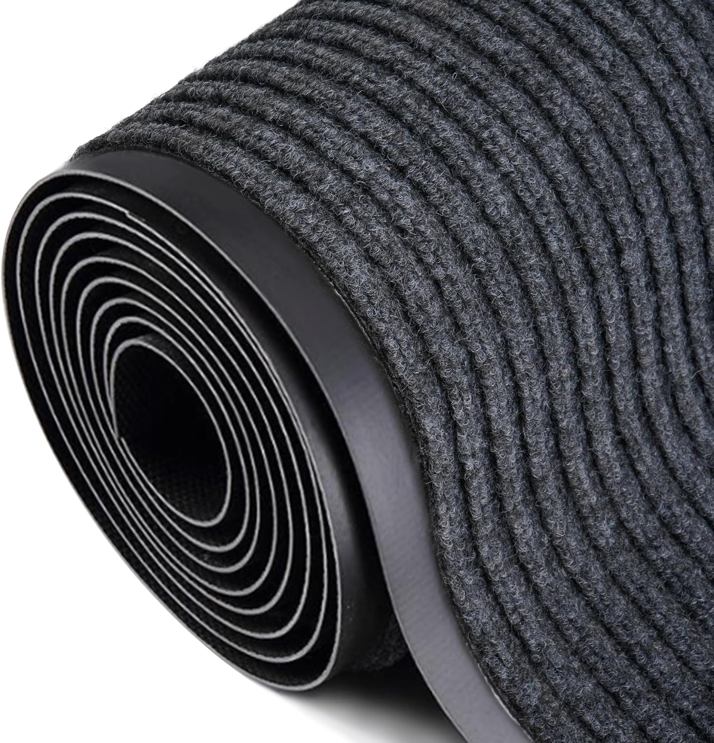Tapete de entrada de grado comercial de 3 x 10 pies, para interior y exterior, color negro, ahumado, resistente, con parte trasera de goma, cepillo