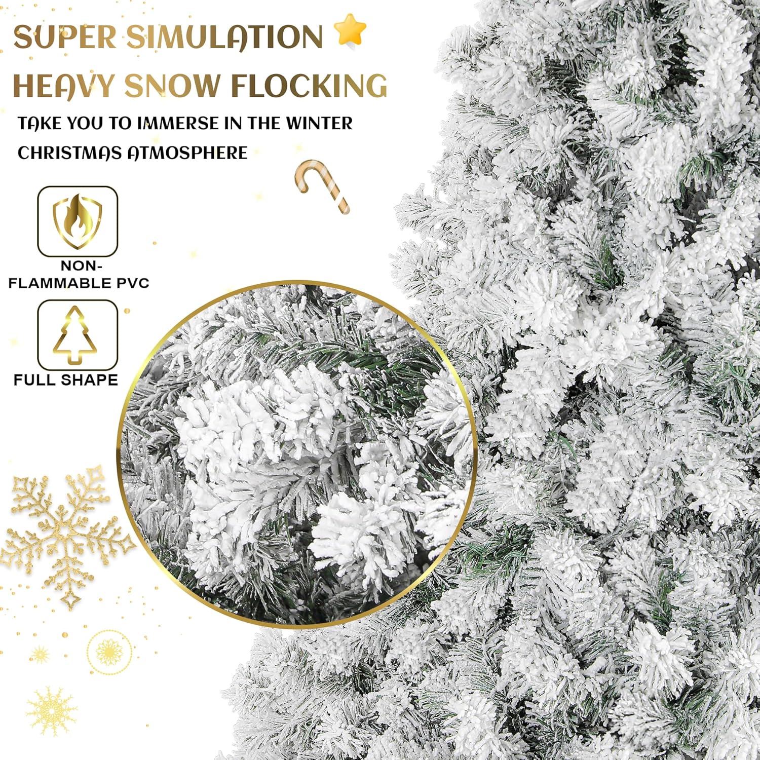 Árbol de Navidad preiluminado de 6 pies, árboles de Navidad artificiales con 250 luces multicolor y blancas cálidas, árbol de pino de Navidad para