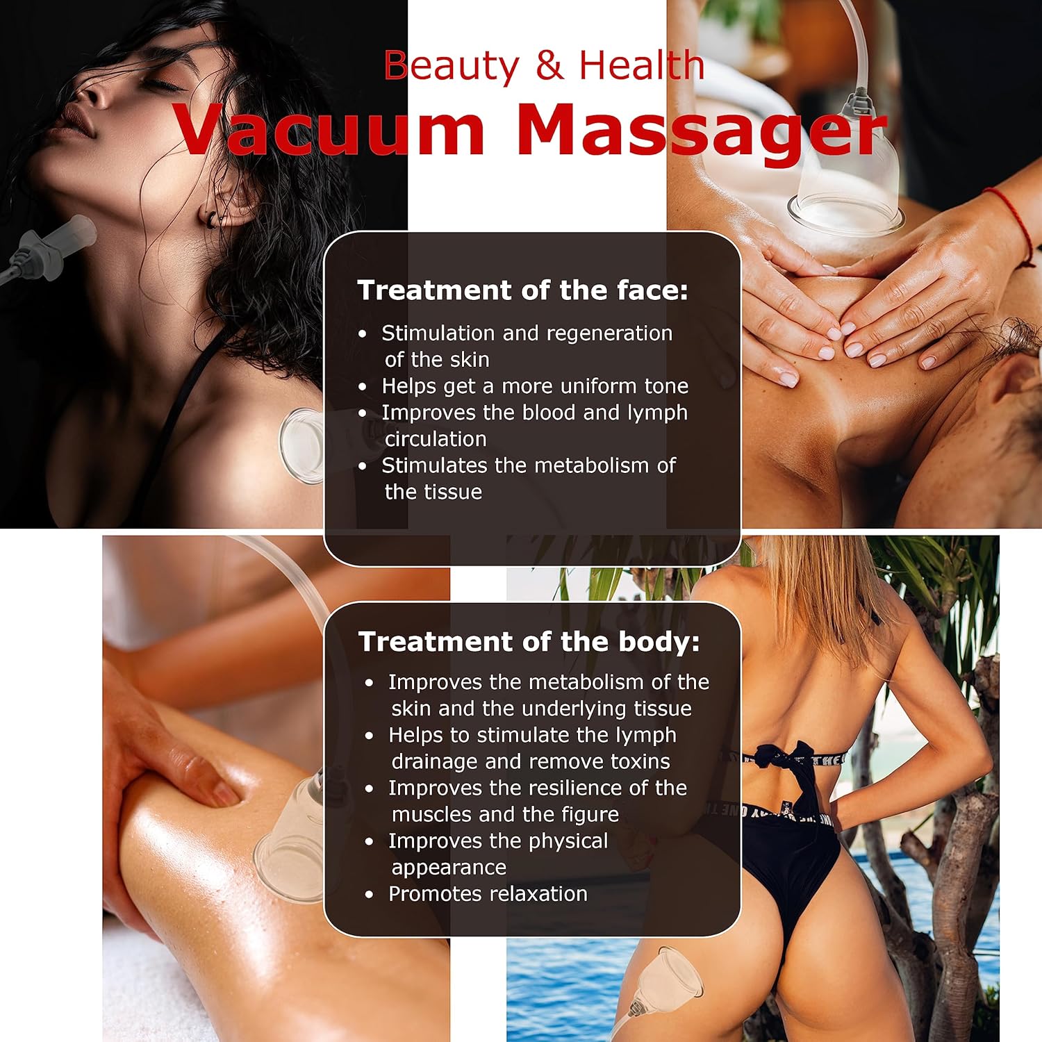 A & D Beauty Juego de terapia de ventosas, masajeador facial al vacío Dermo, experimenta el masaje eléctrico de ventosas, tratamiento de celulitis,