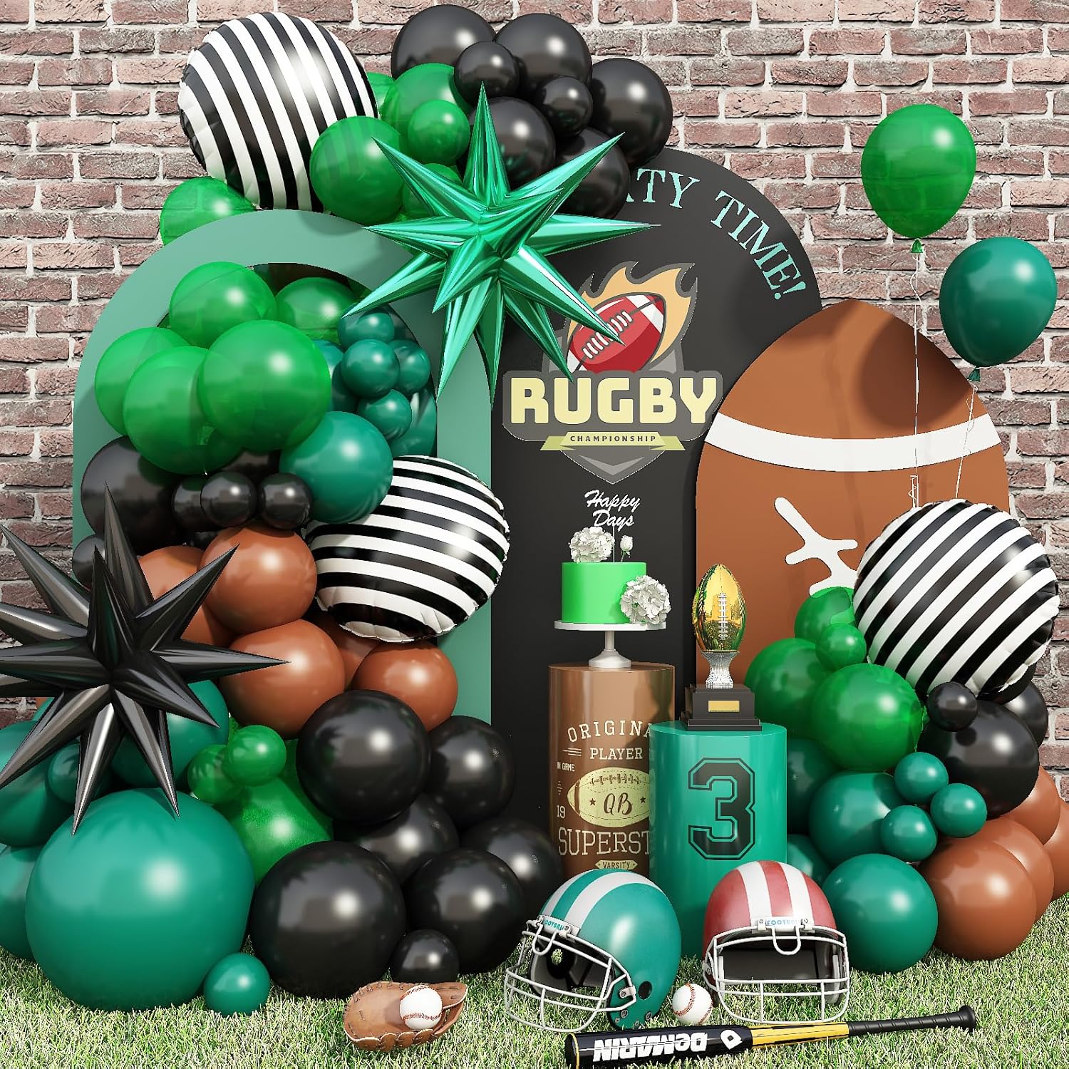 Kit de arco de globos verde y negro