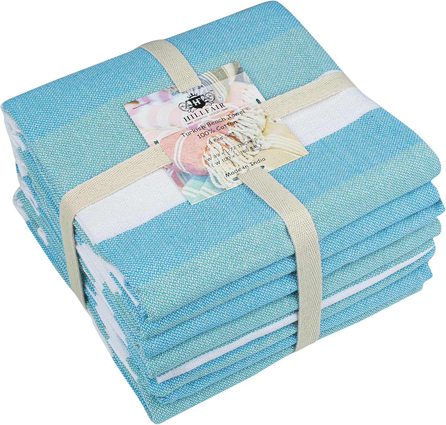 HILLFAIR Toallas turcas de playa 100% algodón, toalla turca Hammam, 39 x 72 pulgadas, XXL, toallas de playa de gran tamaño para adultos, toallas de