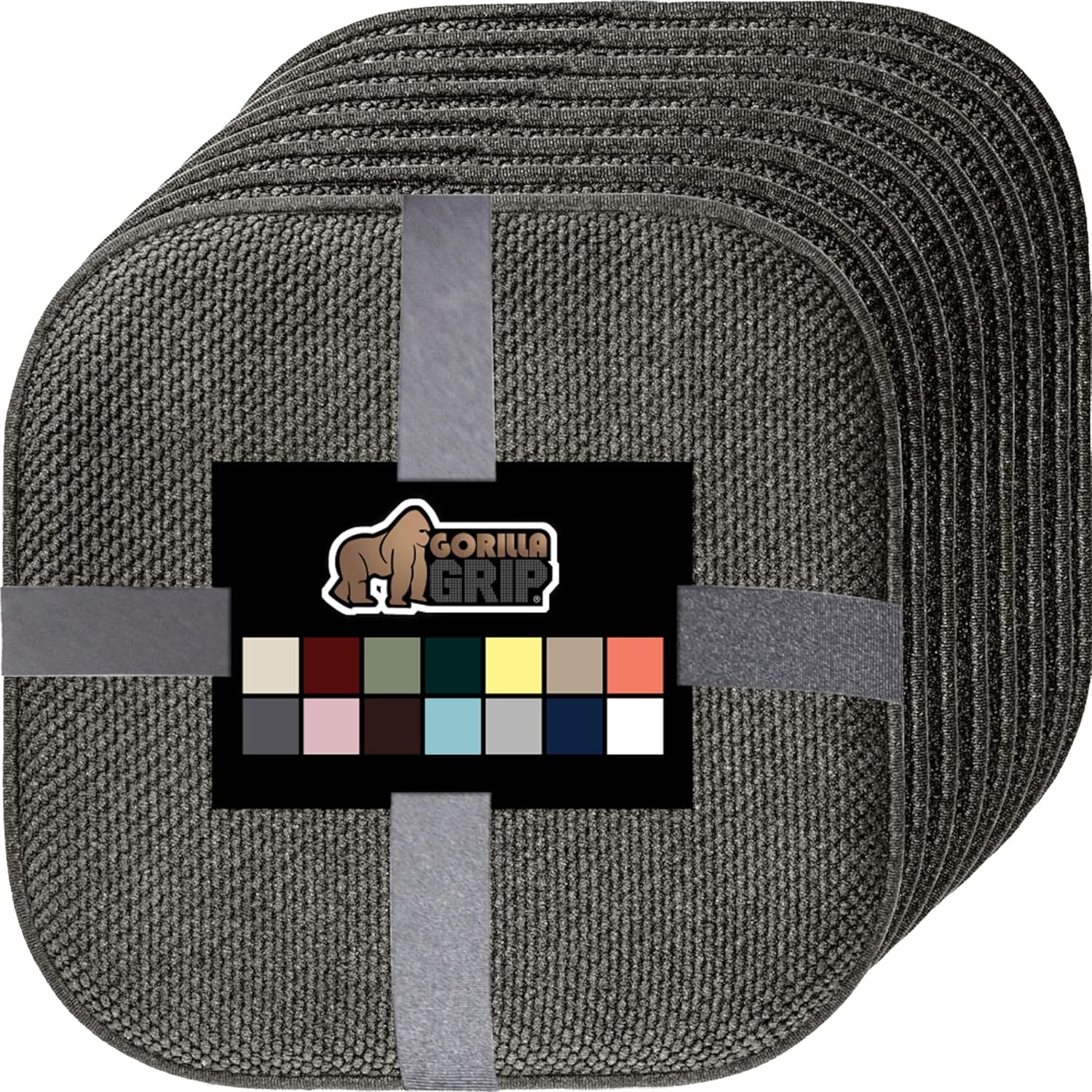 Gorilla Grip – Cojines de espuma viscoelástica para silla, de microfibra, se mantienen en su lugar, juego de 8, 16 x 16 pulgadas, color gris