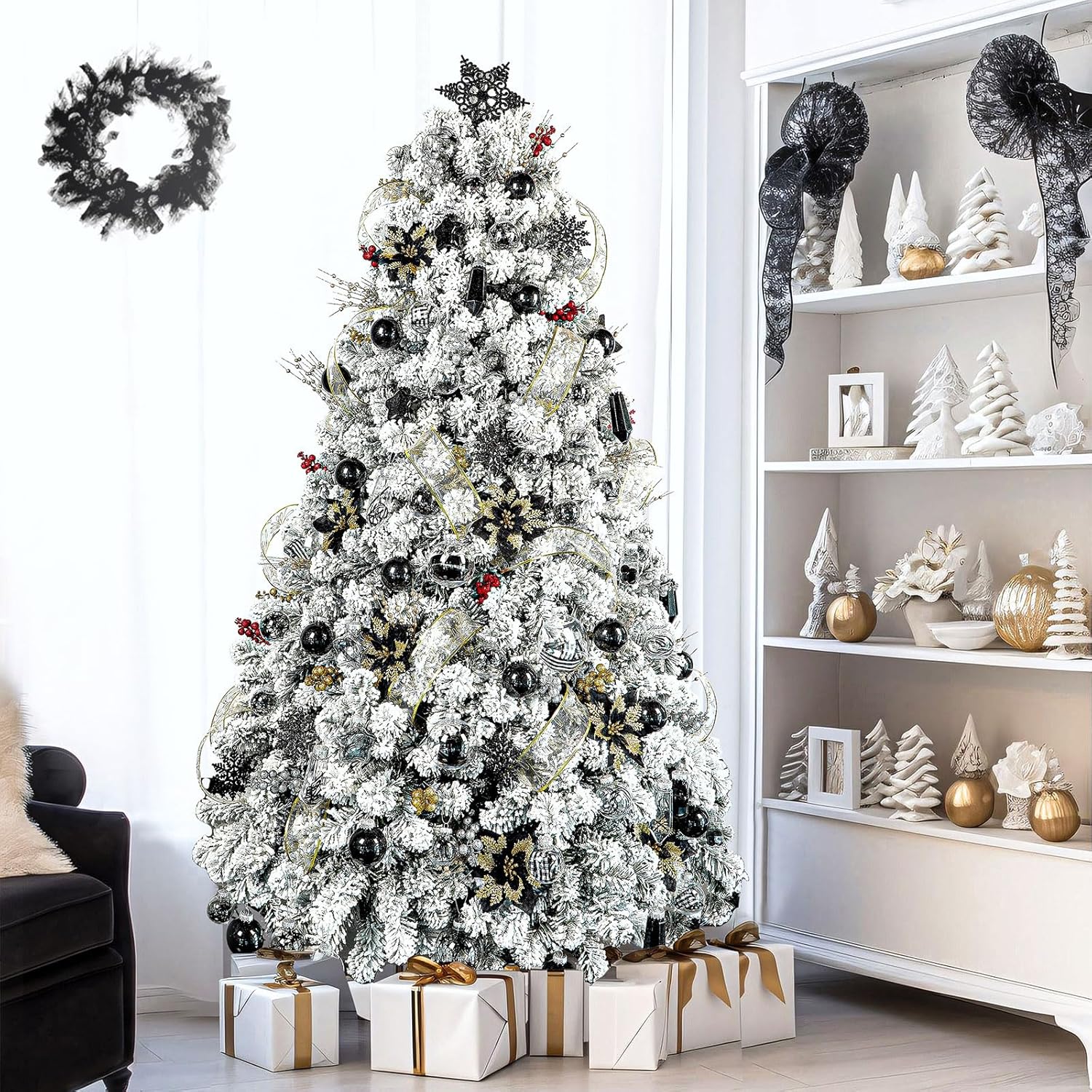 SHareconn Juego de 86 bolas de Navidad transparentes, de plástico inastillable, adornos colgantes con relleno delicado para decoración del árbol de