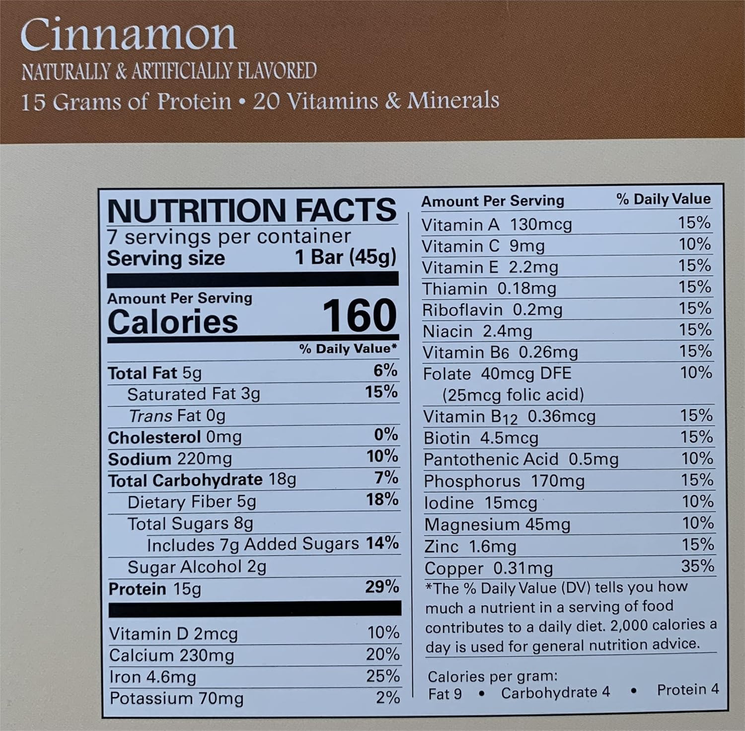 Cinnamon Bar – New Journey Weight Loss & Wellness – Barra nutricional de reemplazo de comidas con alto contenido de proteínas (7 barescaja)