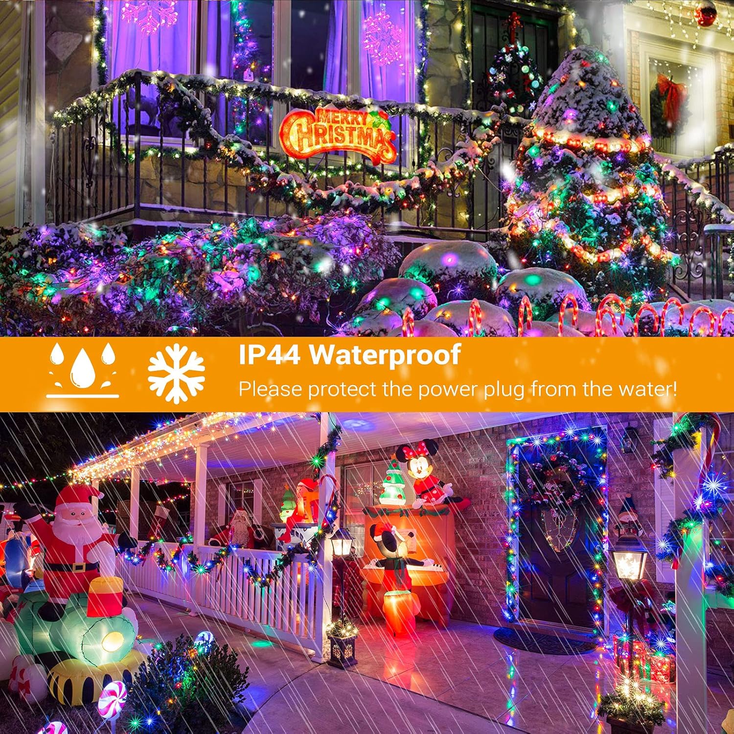 BrizLabs Luces de Navidad de doble color, 269 pies, 800 luces LED de Navidad de color blanco cálido y multicolor con control remoto, 11 modos de