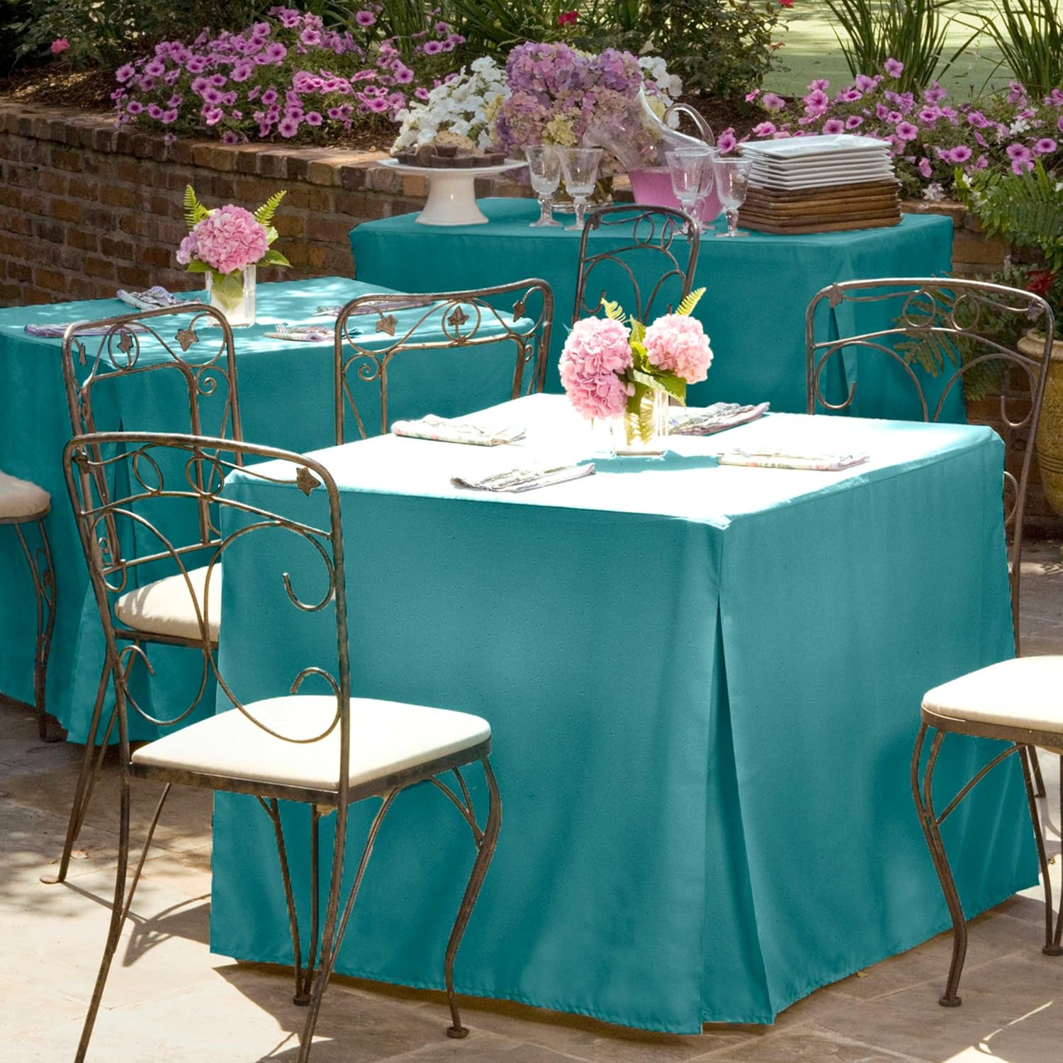 Tablevogue Mantel cuadrado de poliéster lavable a máquina, resistente a las manchas, para eventos, bodas, ocasiones especiales, mantel de 34