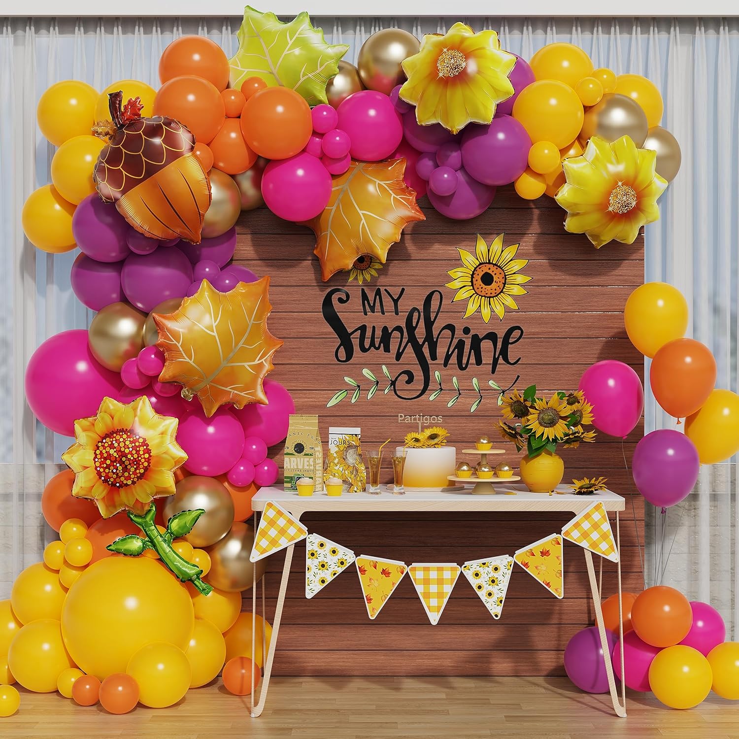 PageebO Kit de arco de guirnalda de globos de girasol para fiesta de cumpleaños, baby shower, decoración de fiesta