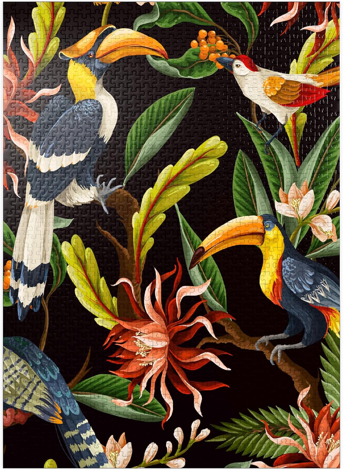 Birds with Tropical Leaves and Flowers – Rompecabezas prémium de 1000 piezas para adultos