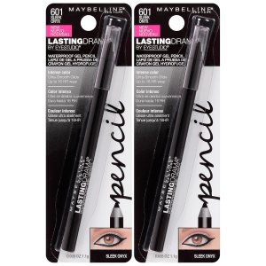 Maybelline New York Eyestudio Duradero Drama Lápiz de gel impermeable para maquillaje, ónix elegante, 2 unidades Maybelline New York Eyestudio Duradero Drama Lápiz de gel impermeable para maquillaje, ónix elegante, 2 unidades