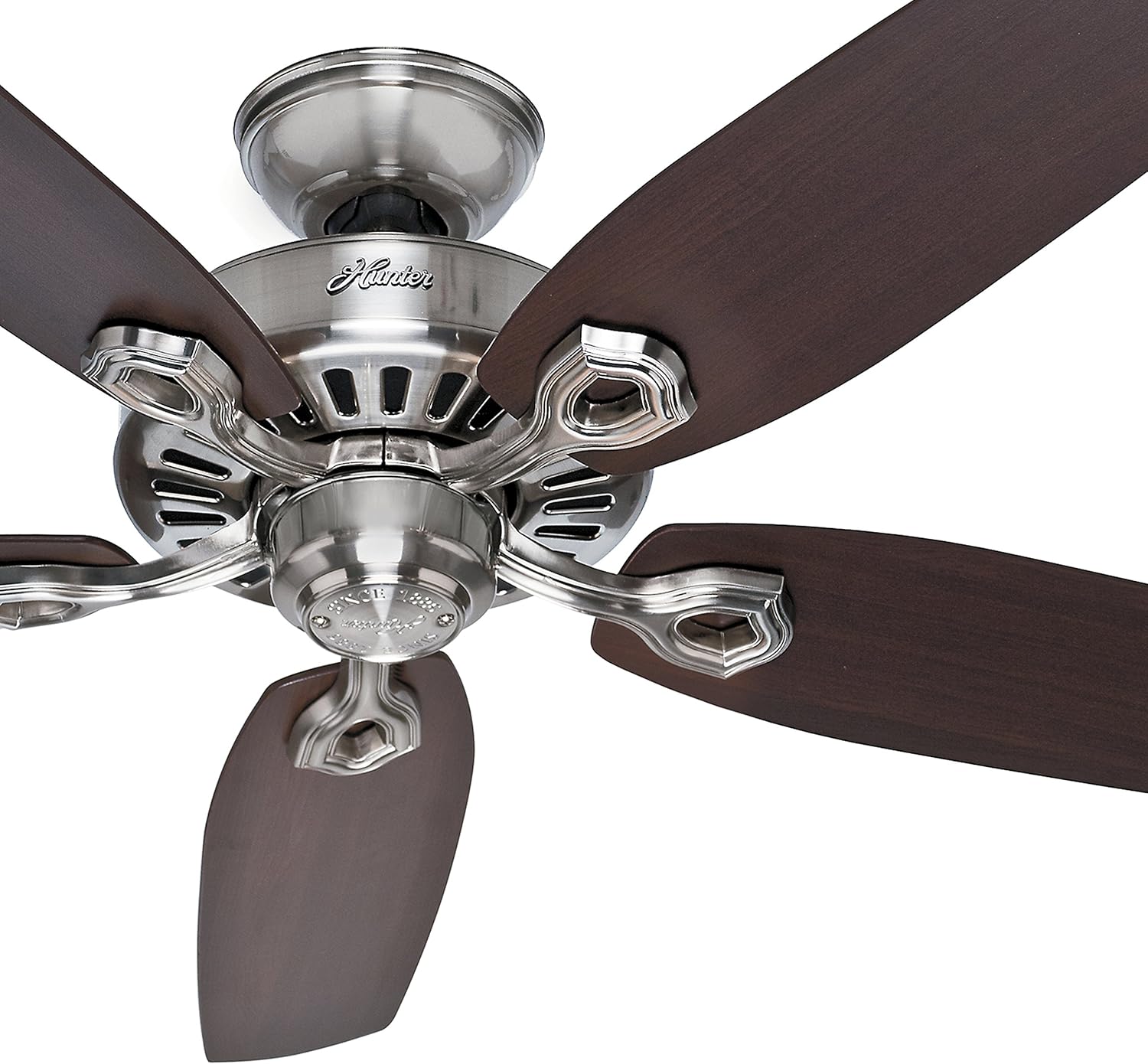 Hunter Fan Ventilador de techo de 52 pulgadas en níquel cepillado con aspas reversibles de cereza brasileña (renovado)