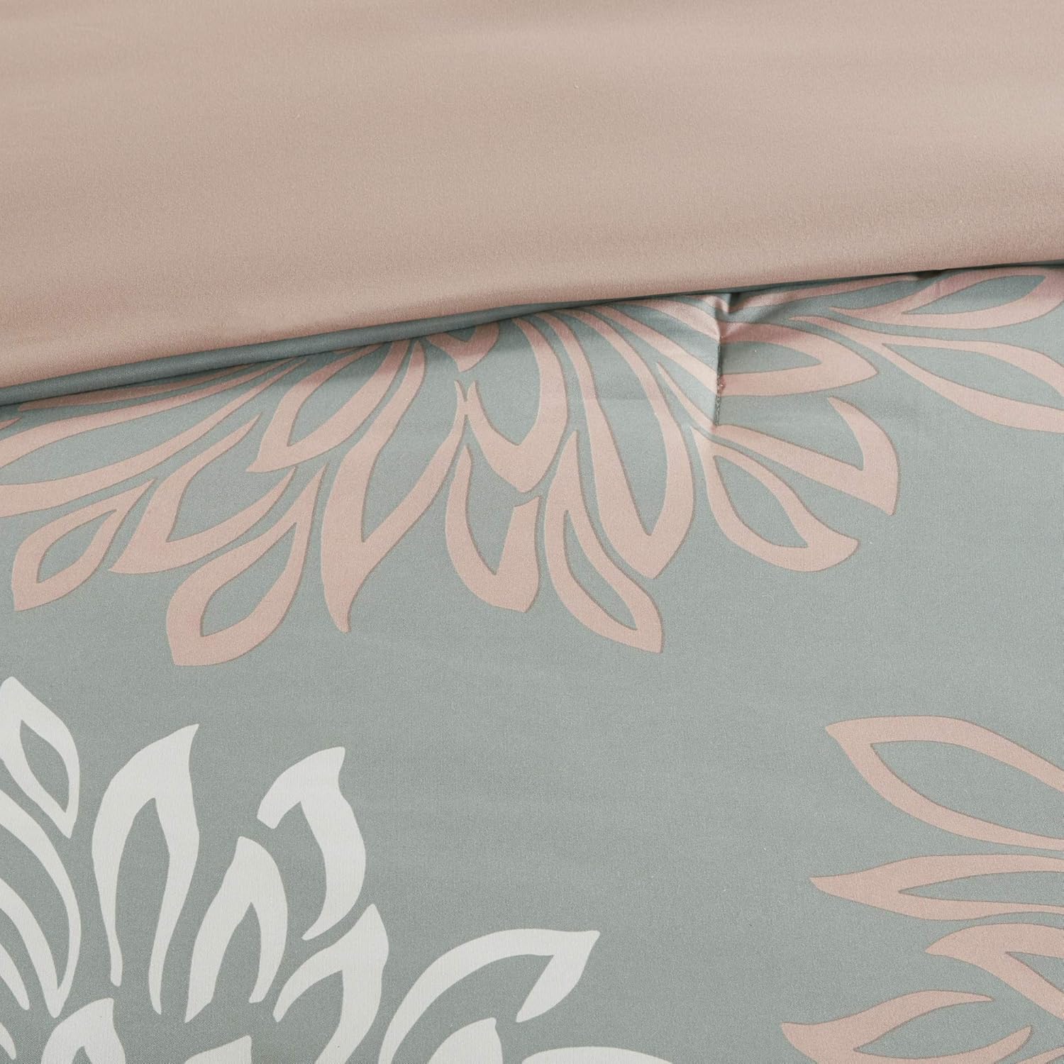 MPE10-860 – Juego de cama para todas las estaciones, con almohada decorativa a juego, tamaño matrimonial (78 x 86pulgadas), color rosado y gris