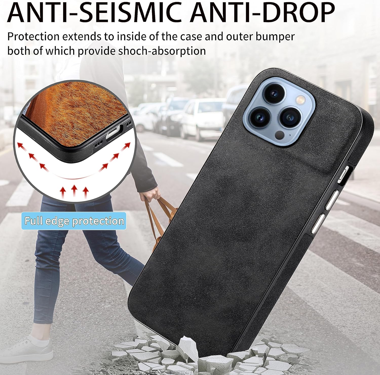 Asuwish Funda de teléfono para iPhone 13 Pro de 6.1 pulgadas con protector de pantalla de vidrio templado y funda de cuero delgada y suave,