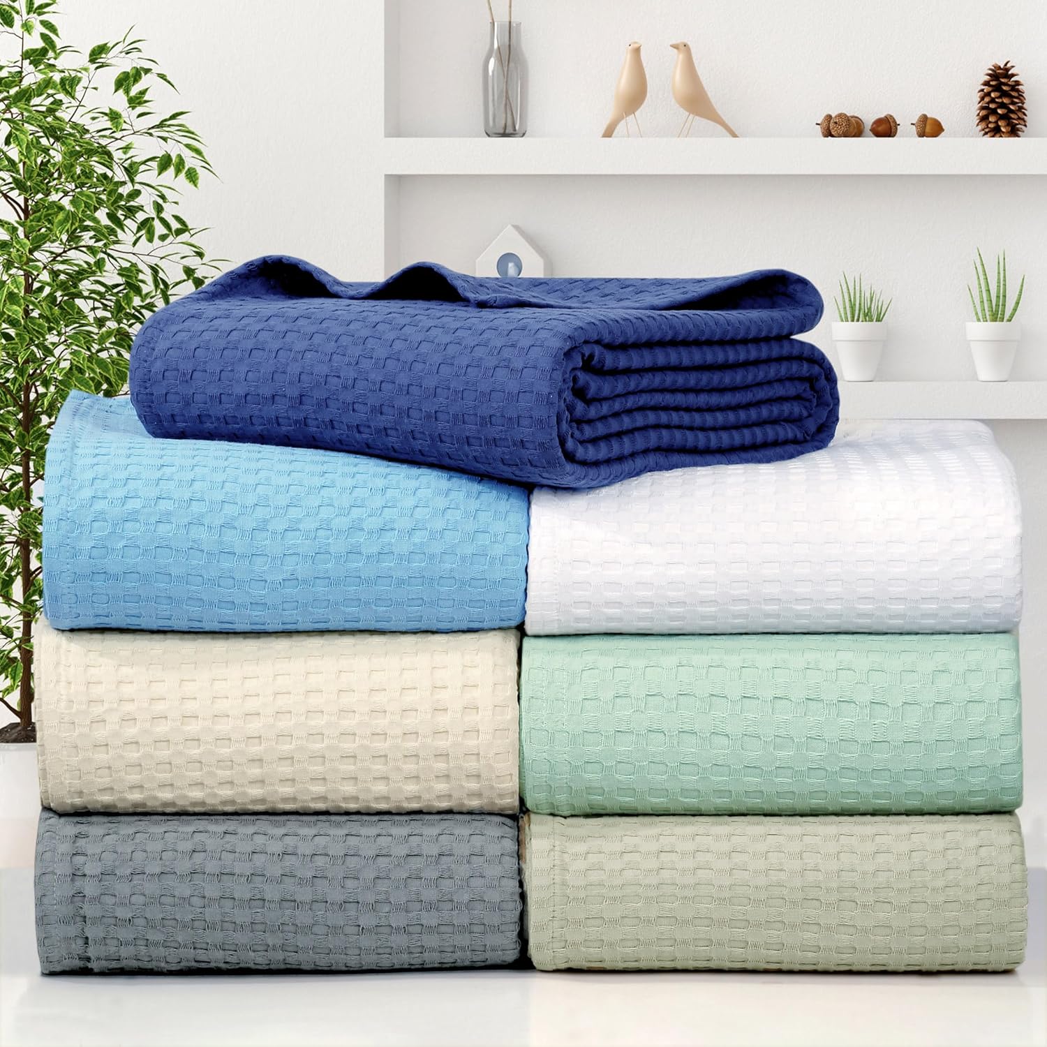 Manta de cama de 100 % algodón de alta calidad, tamaño Queen, color gris oscuro, ligera, transpirable, perfecta para usar en capas, cama, sofá o