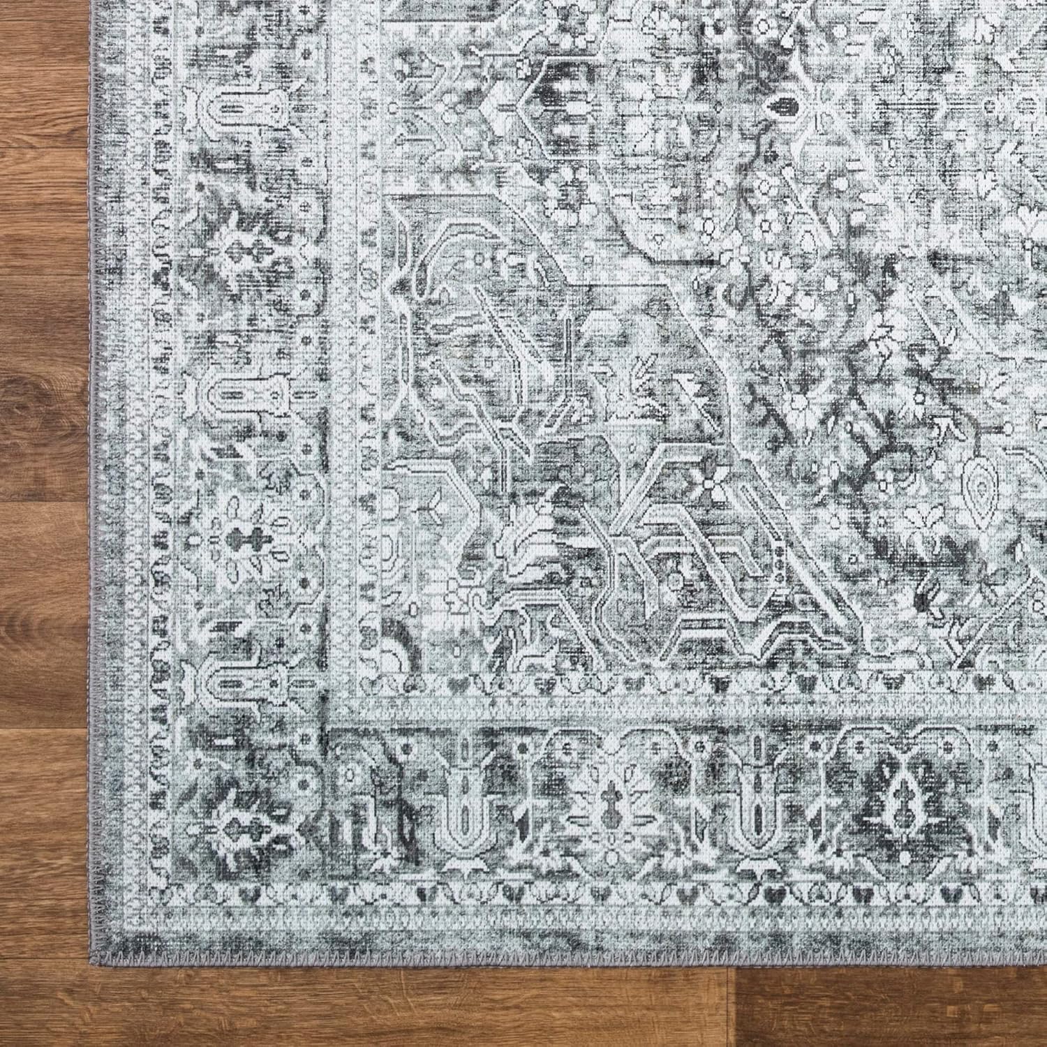 Bloom Rugs Camino de medallón tradicional lavable antideslizante de 10 pies  griscarbón para entrada, pasillo, baño y cocina, tamaño exacto 2.5 x 10