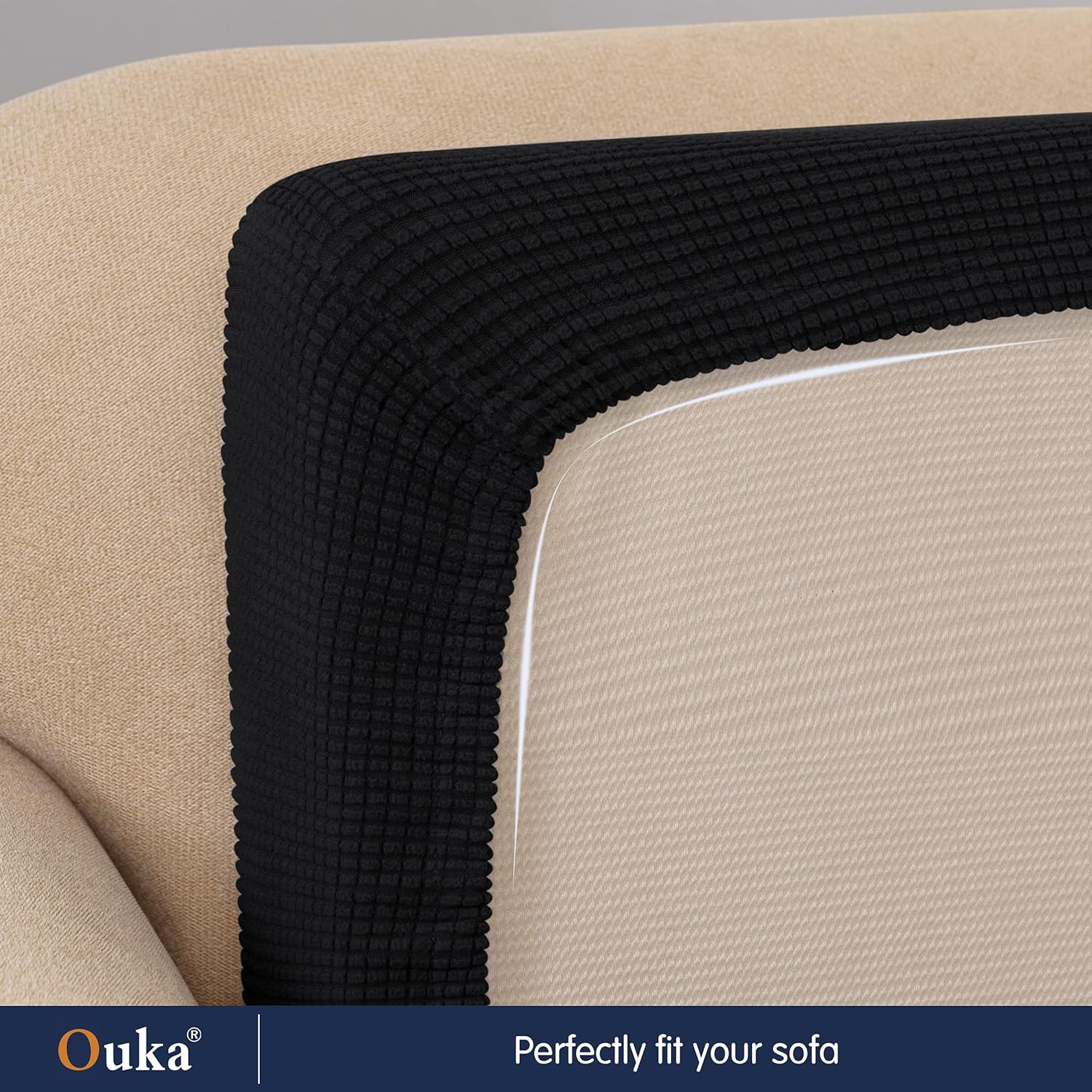 Ouka Funda de cojín elástica para sofá, funda de cojín para asiento de sofá, protector de cojín reversible, protector de cojín suave para sofá