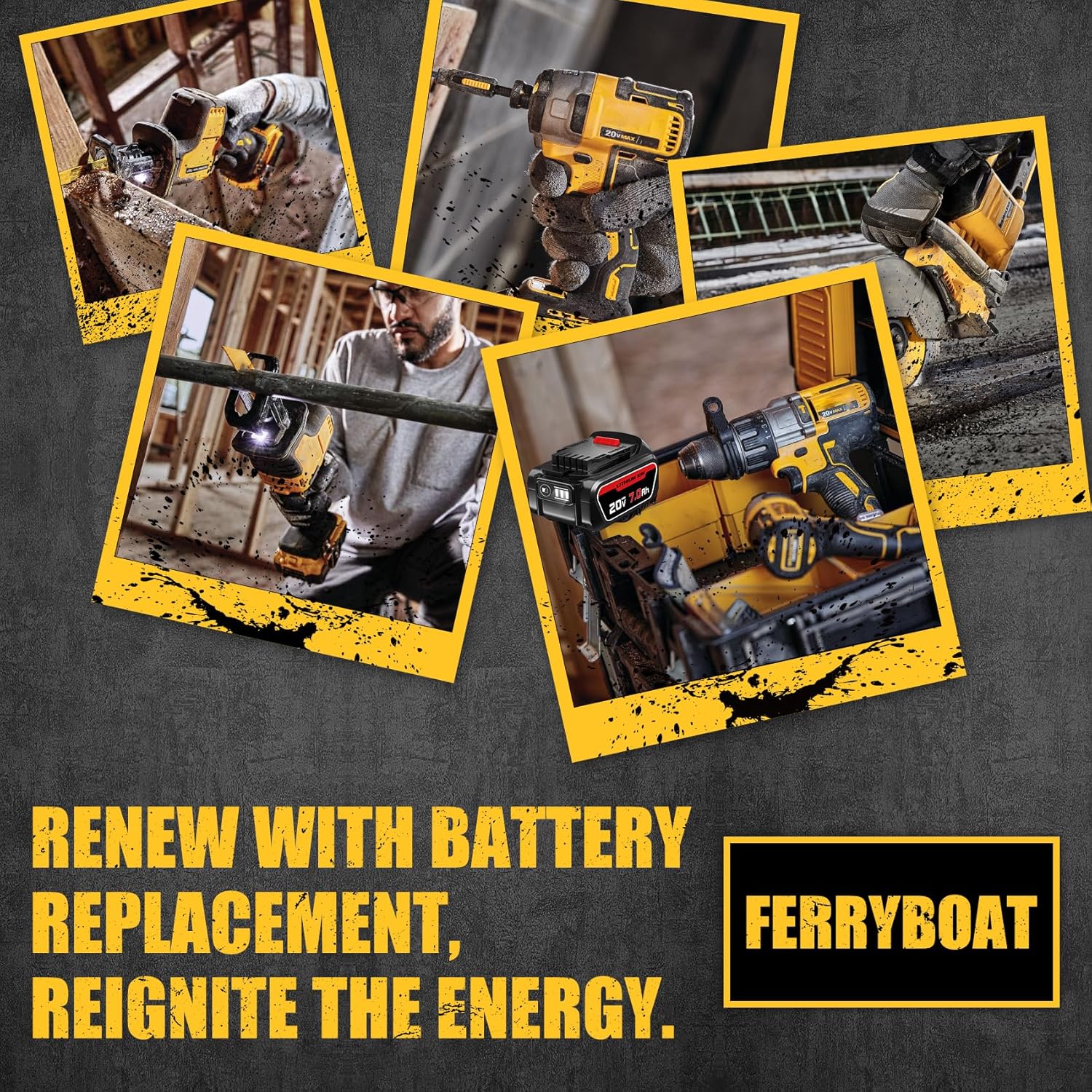 Paquete de 2 baterías de repuesto de 7000 mAh para Dewalt de 20 V, compatible con DCB205 iones de litio MAX DCB204 DCB206 DCB201 DCB203 DCB181