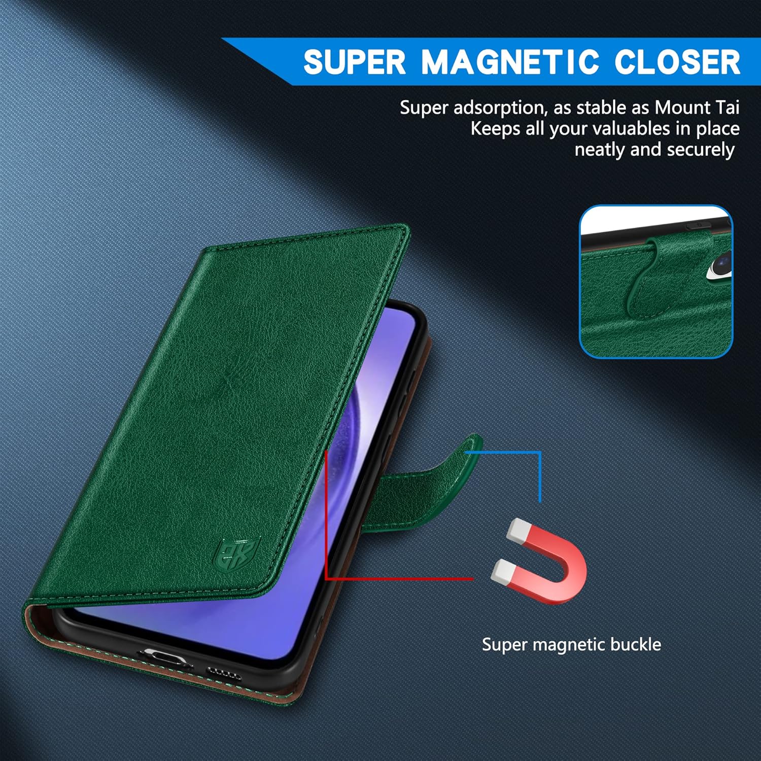 ZZXX Funda tipo cartera para Samsung Galaxy A54 5G con bloqueo RFID, ranura para tarjetas, función atril, cierre magnético, funda protectora de